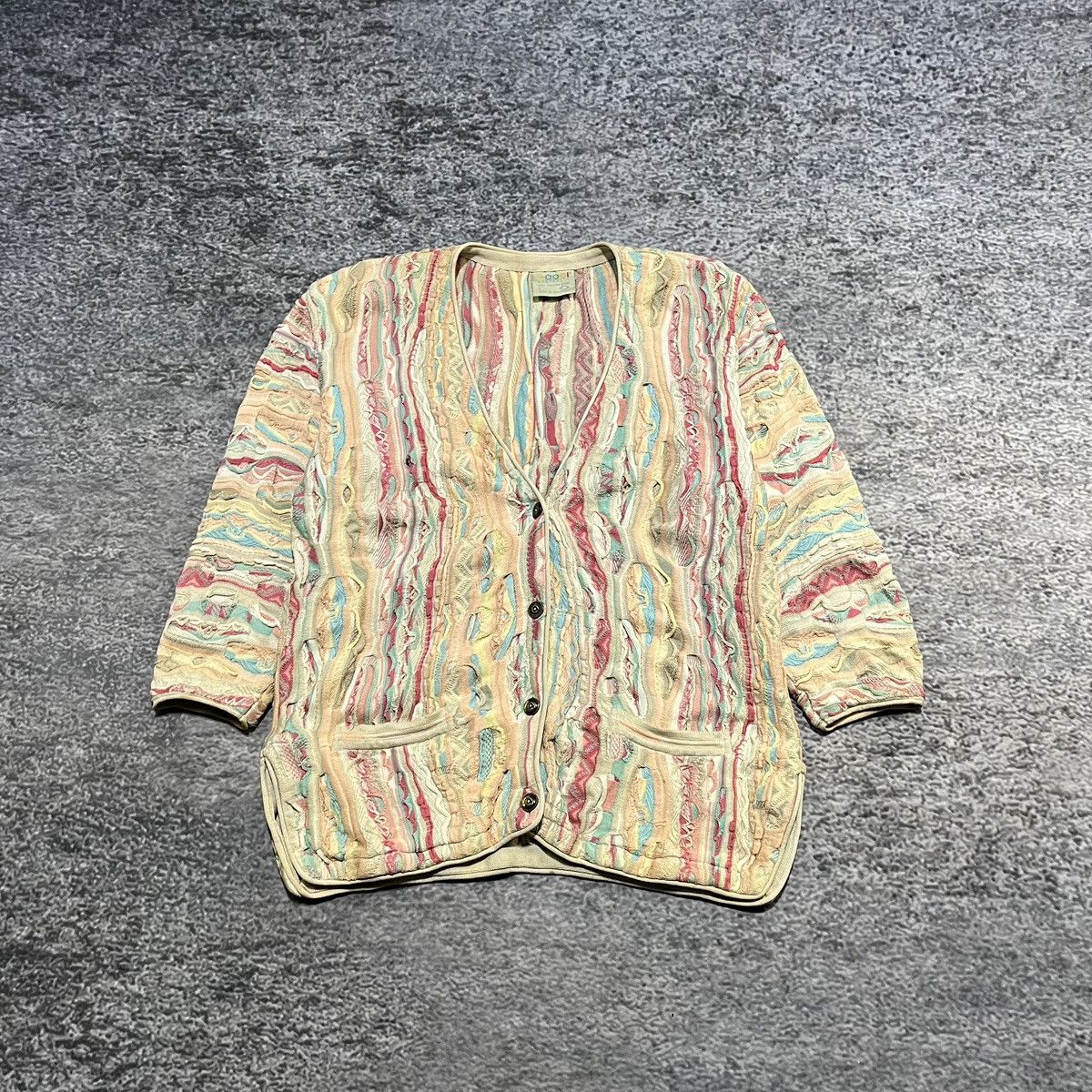 Coogi Vintage 90s Coogi 3D Chunky Knit Hip-Hop Cardigan Sweater Size US L / EU 52-54 / 3 - 1 Thumbnail