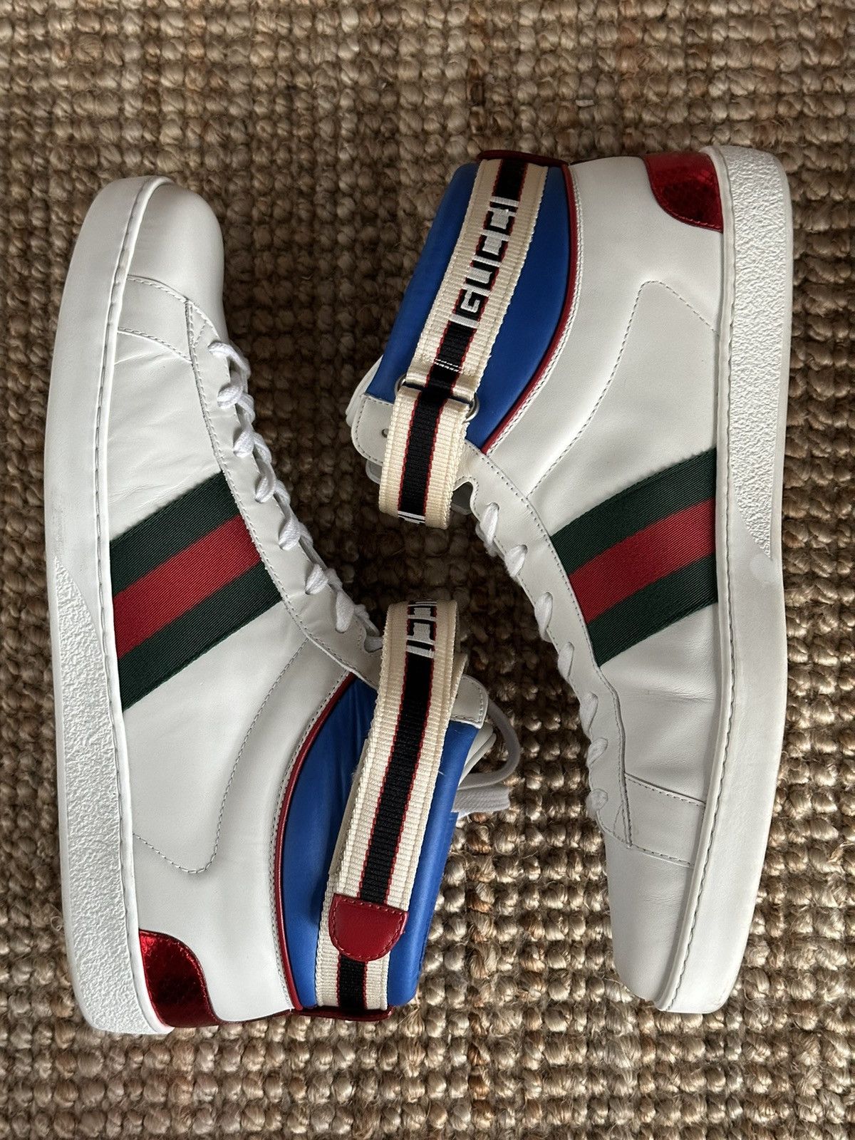 Gucci Ayers Stripe Ace High Top Men's White Sneakers