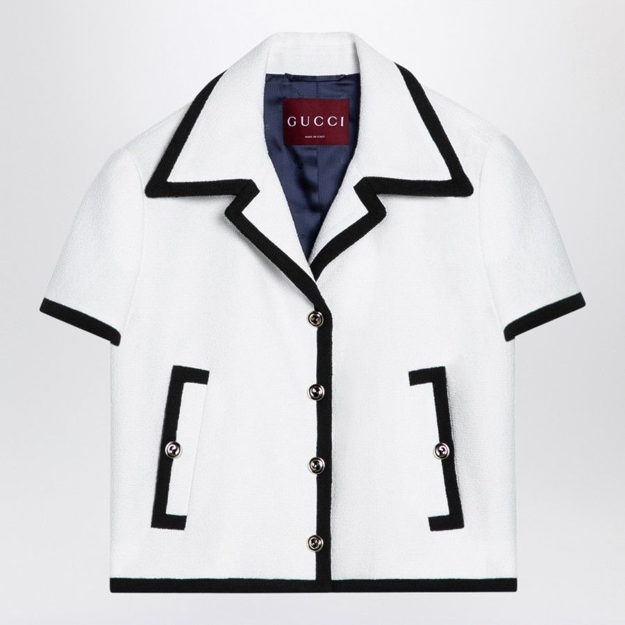 Gucci o1d2blof0824 Cotton Tweed Jacket in White Size M / US 6-8 / IT 42-44 - 1 Thumbnail