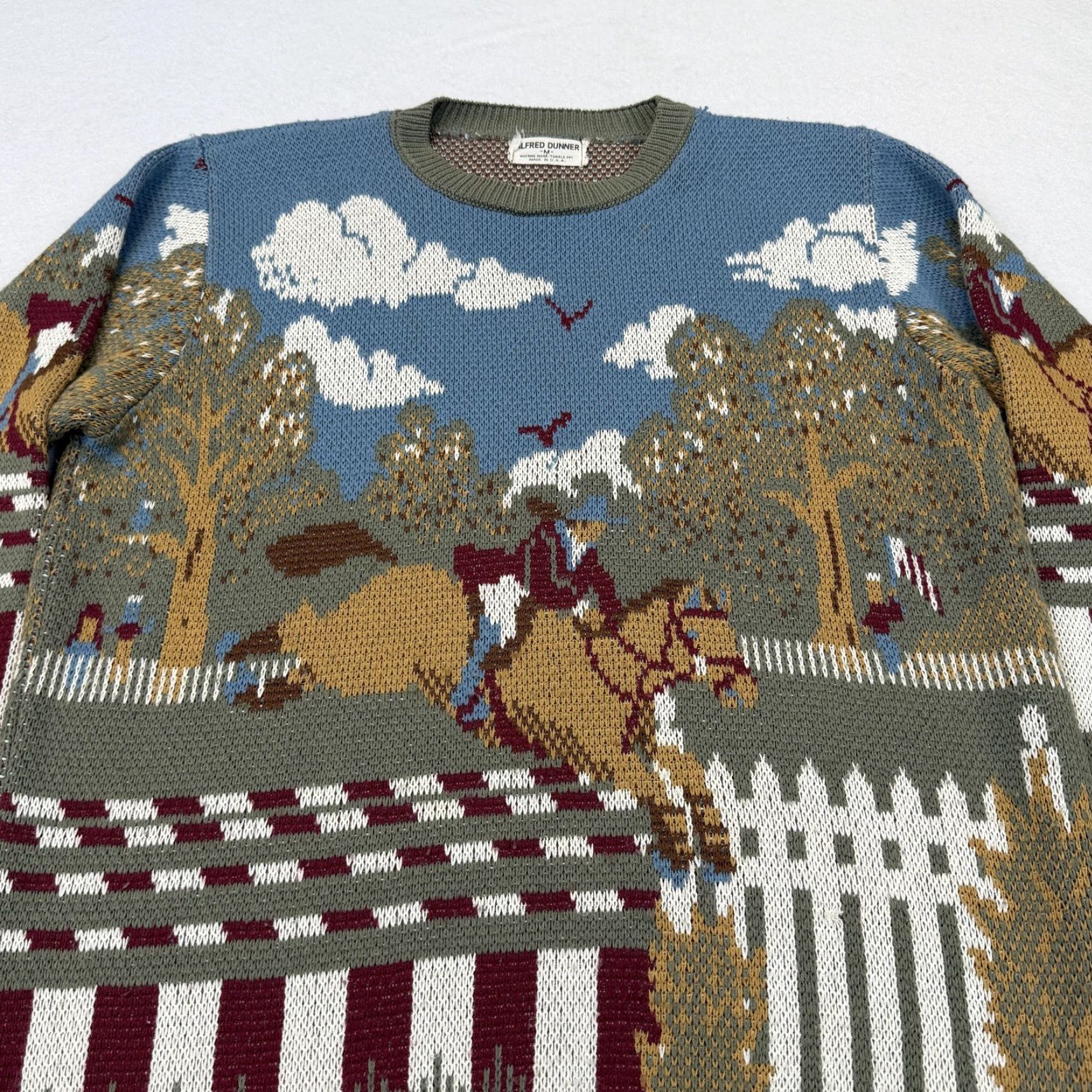 Vintage VINTAGE Alfred Dunner Sweater Womens Medium Green Horse Equestrian Scene USA Size M / US 6-8 / IT 42-44 - 3 Thumbnail