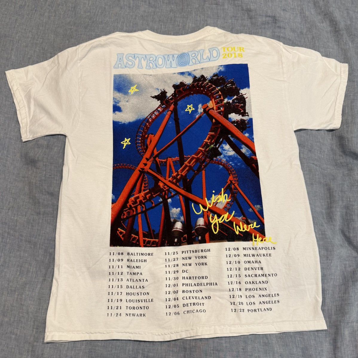 Travis Scott Travis Scott Astroworld White Roller Coaster 2018 Tour Shirt Size US L / EU 52-54 / 3 - 2 Thumbnail