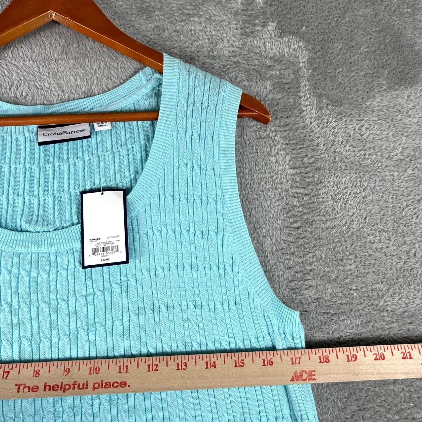 Croft & Barrow Croft & Barrow Sweater Vest Womens XL Blue Cable Knit Sleeveless Tank Top New Size XL / US 12-14 / IT 48-50 - 5 Thumbnail