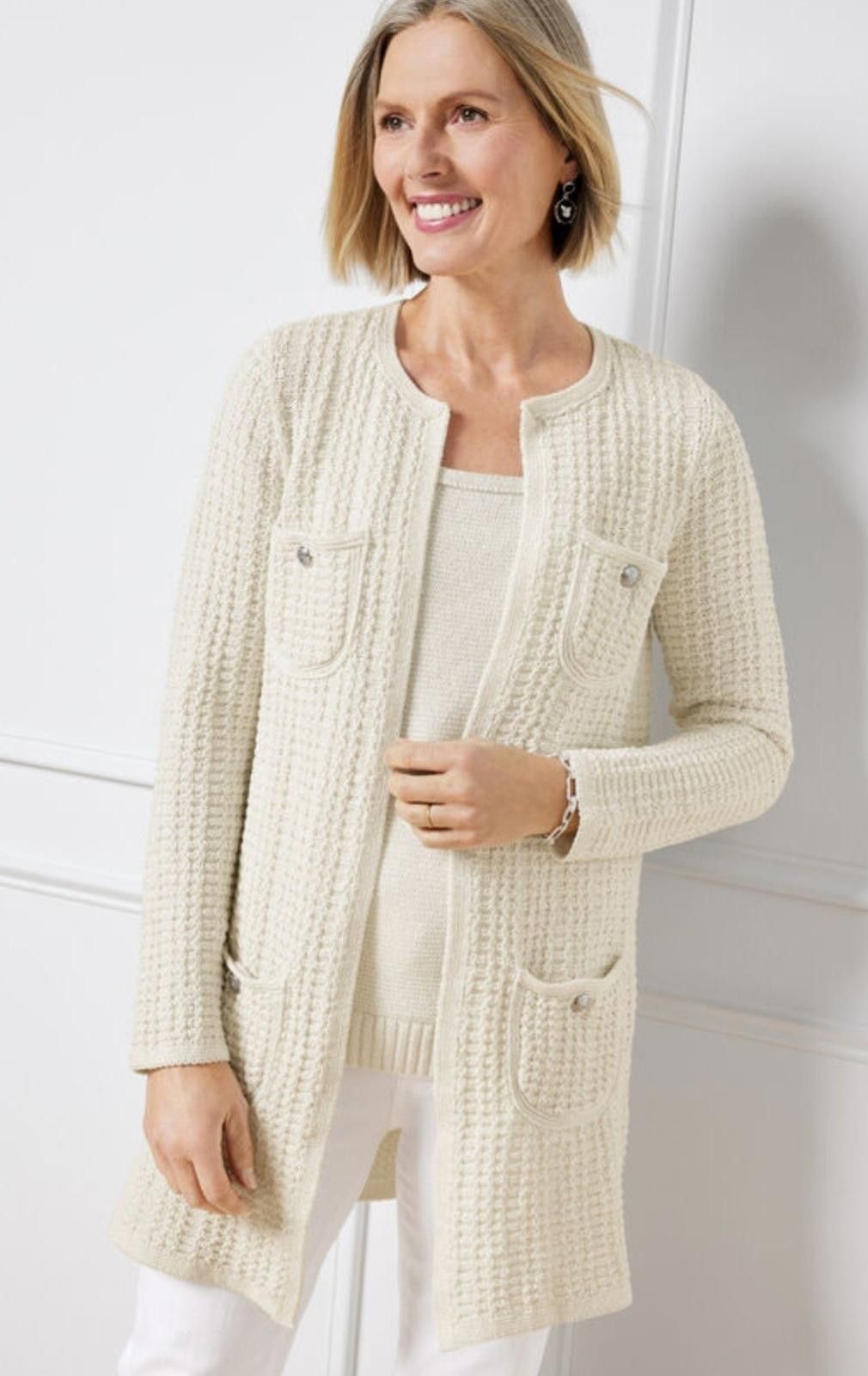 Designer Talbots Textured Knit Coatigan Women's Size SP Oversized Size M / US 6-8 / IT 42-44 - 1 Thumbnail