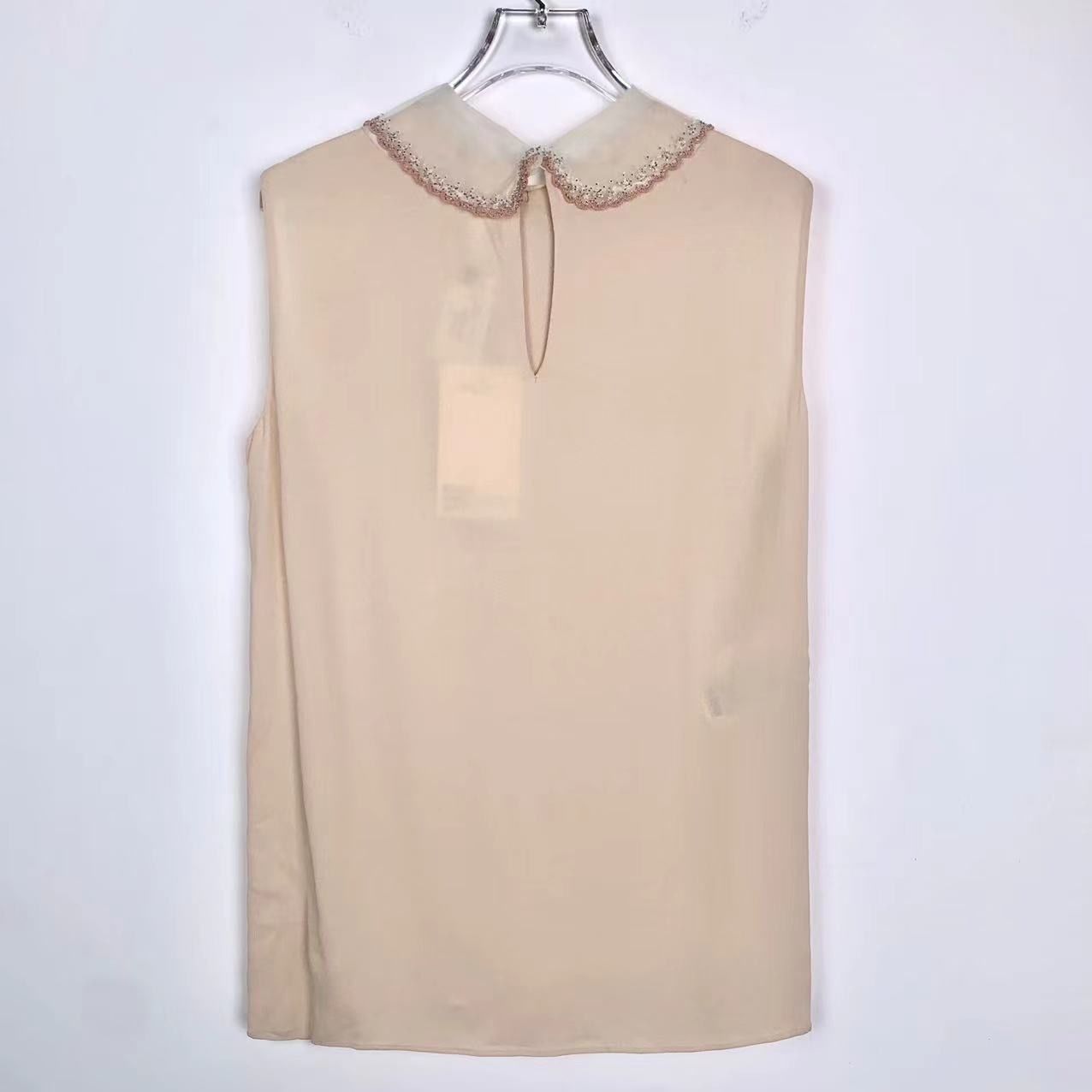 Miu Miu [MiuMiu] Beaded Peter Pan Collar Sleeveless Top Pink EU 40/M Size S / US 4 / IT 40 - 6 Thumbnail