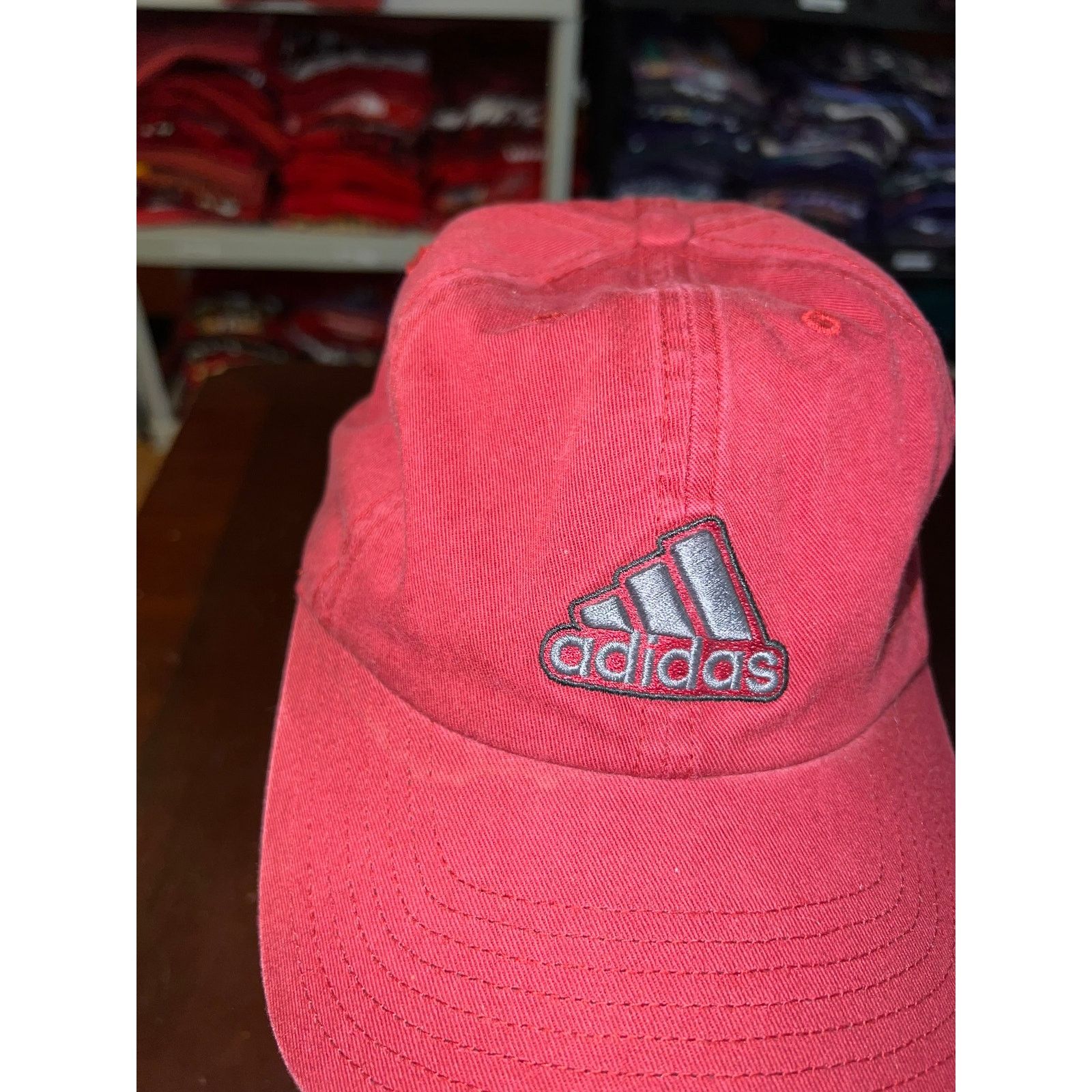 Adidas Vintage Adidas Hat 3 Stripes Red Gray Cap Headwear Climalite Size ONE SIZE - 2 Thumbnail