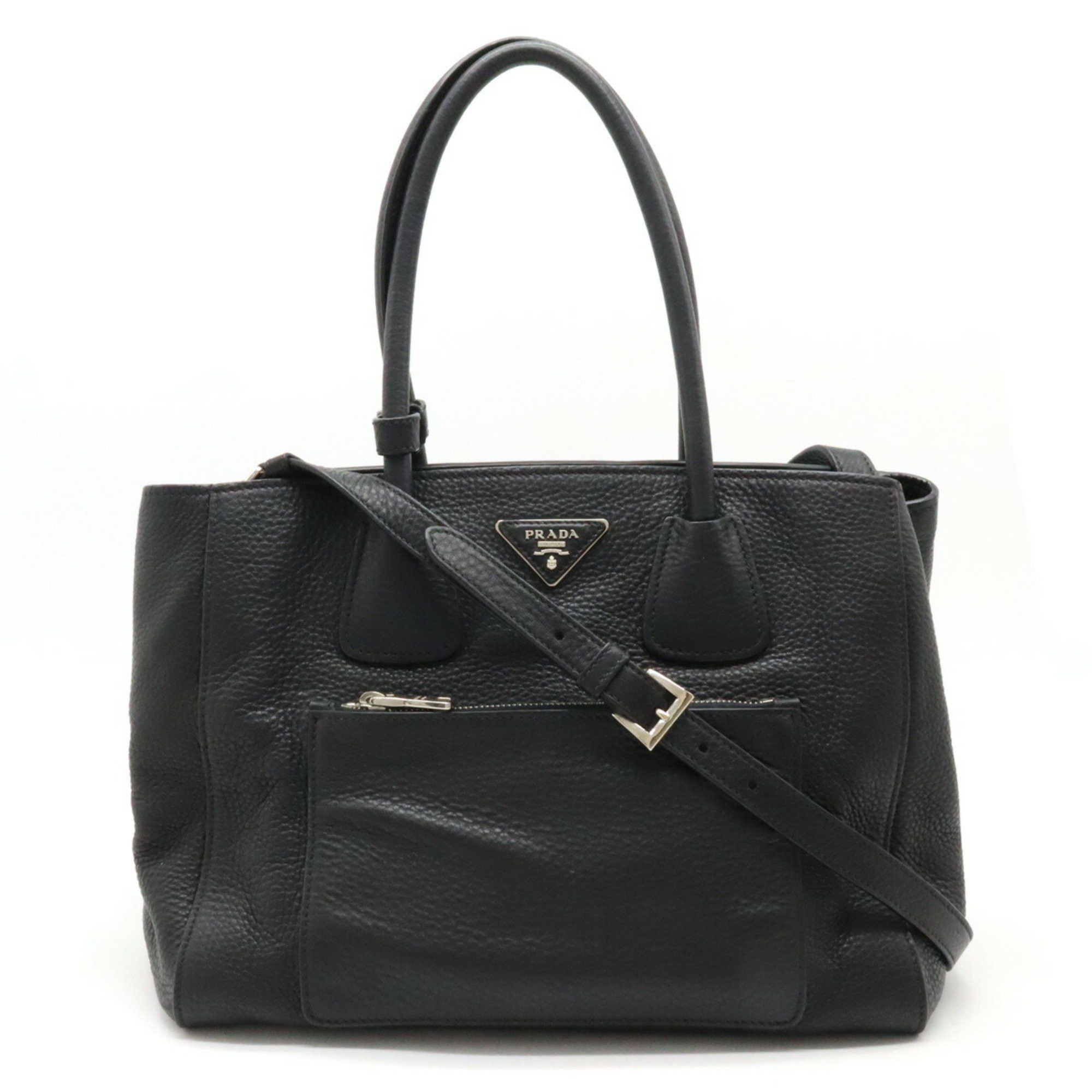 image of Prada Vitello Phenix Tote Bag Shoulder Leather Nero Black Bn2795, Women's