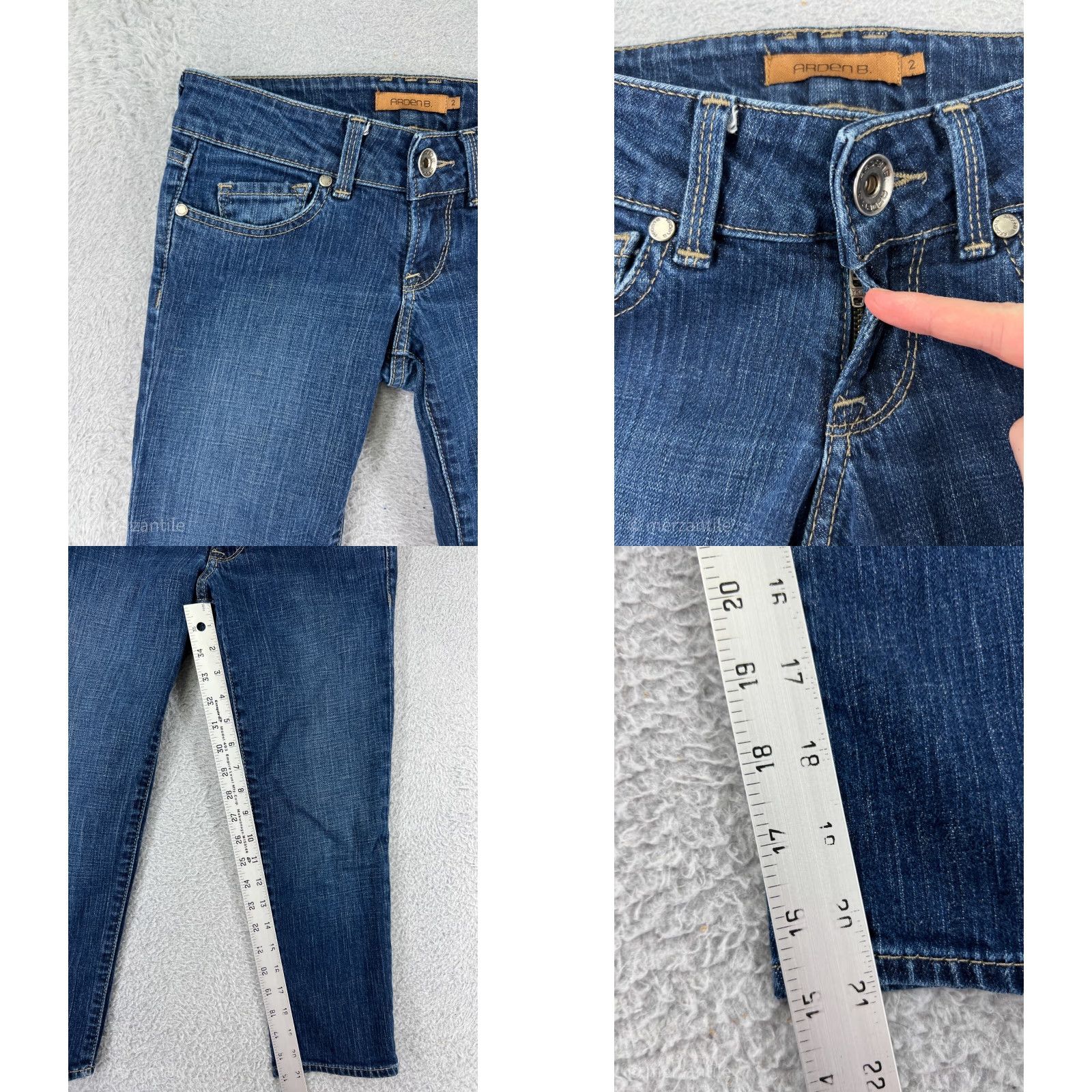 Vintage Arden B Pants 2 Blue Denim Jeans Crop Crapi Cotton Blend Stretch Low Rise Size 26" / US 2 / IT 38 - 8 Thumbnail