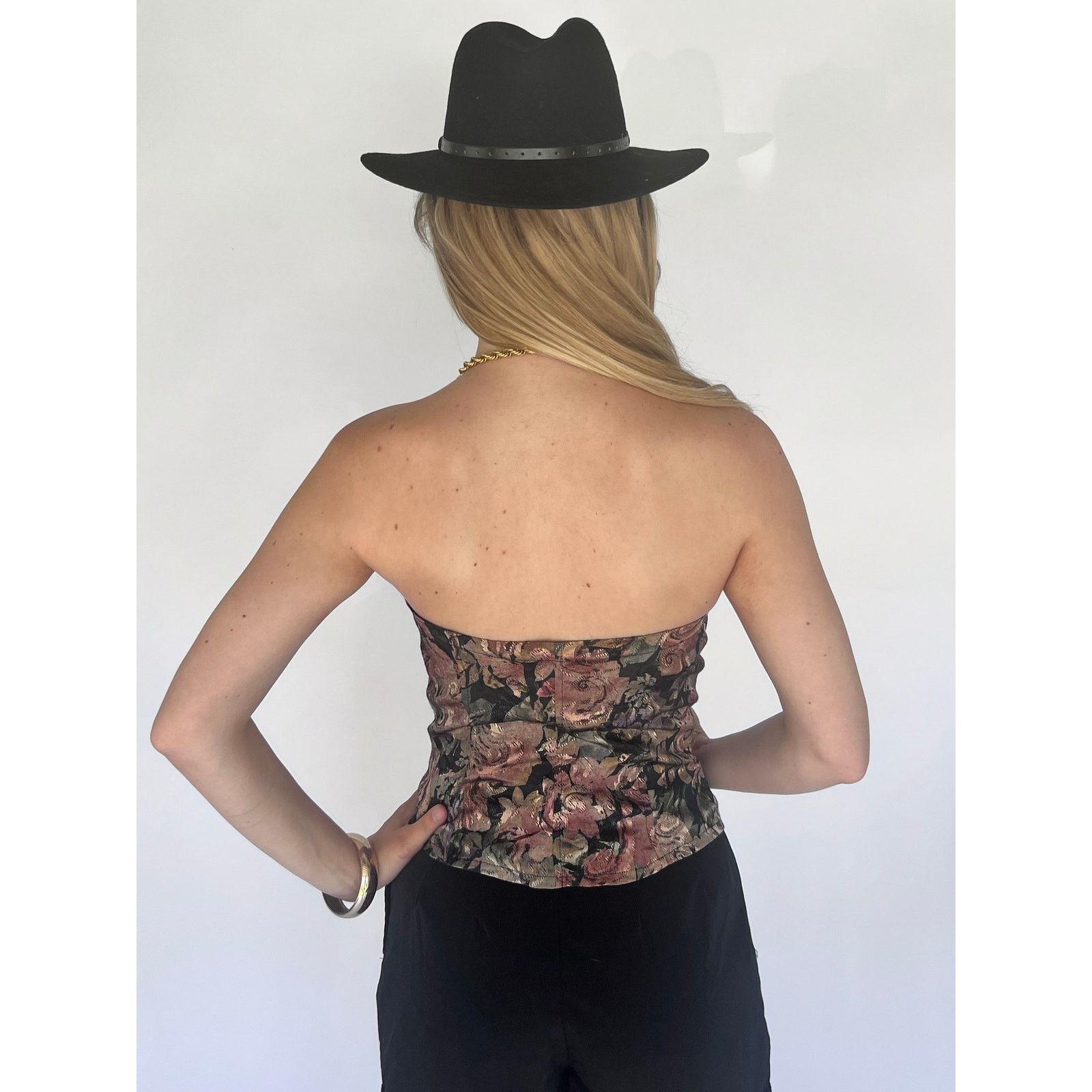 Vintage VTG 80s Tapestry Strapless Corset Top Floral Brocade Bustier Size M / US 6-8 / IT 42-44 - 5 Thumbnail