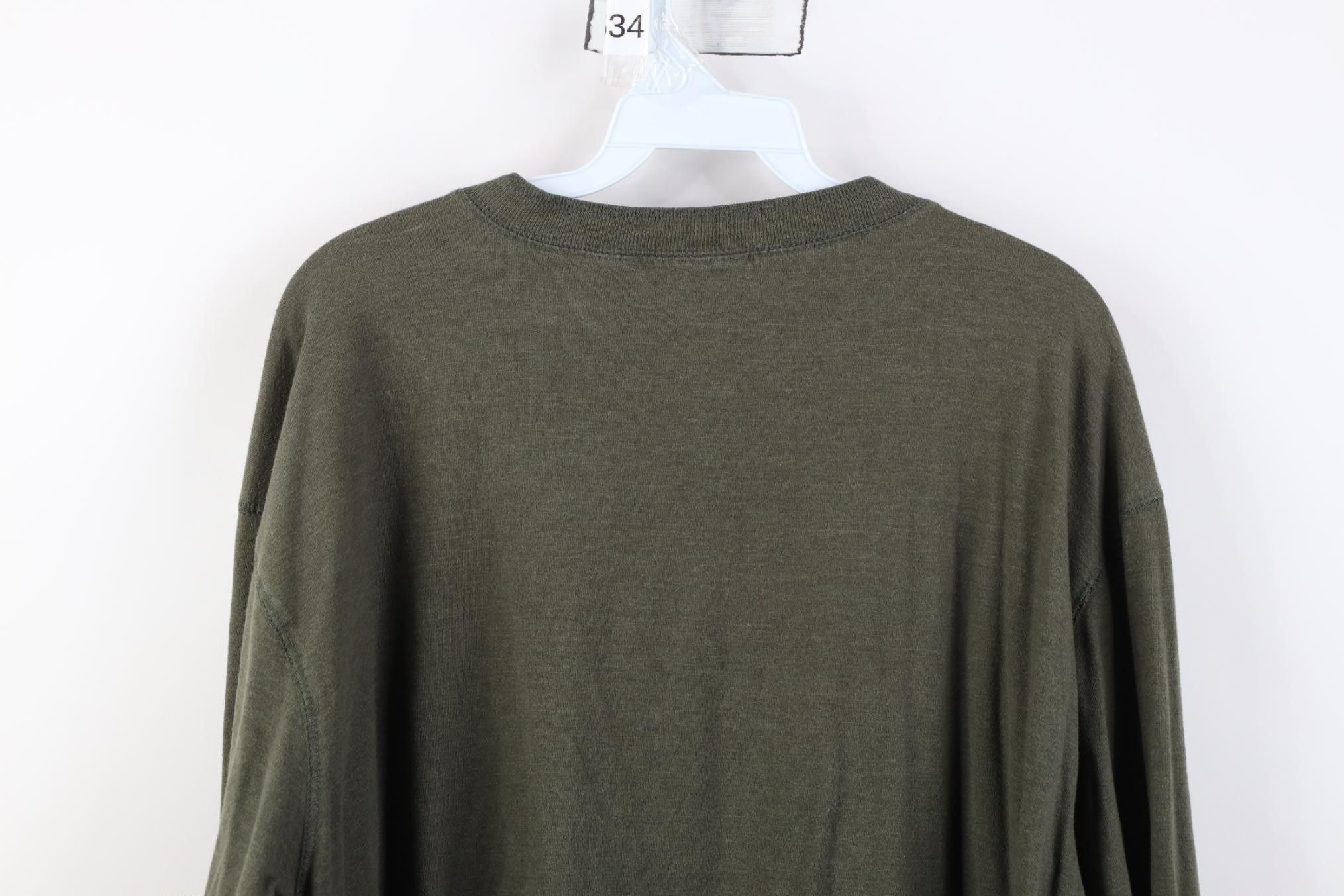 Vintage Vintage 90s Streetwear Knit Long Sleeve Henley T-Shirt Green Size US L / EU 52-54 / 3 - 11 Thumbnail