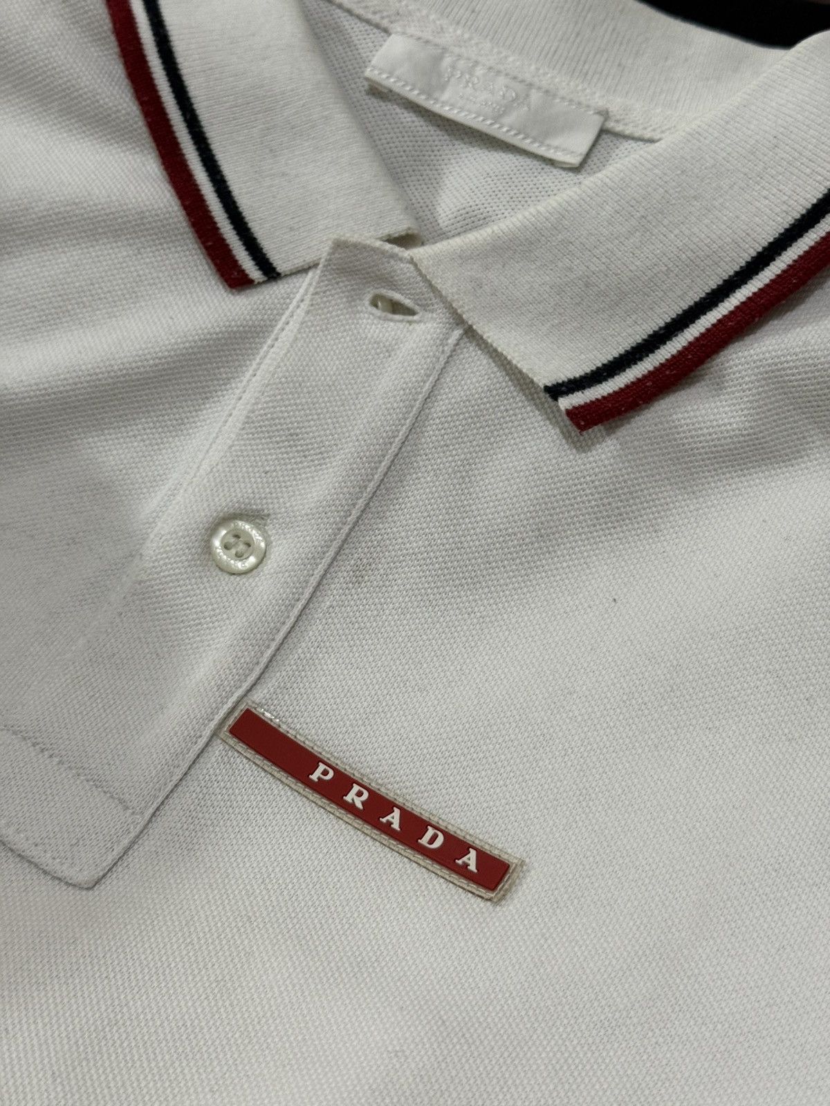 Prada Prada Red Tab White Pique Polo Shirt Size US XL / EU 56 / 4 - 9 Thumbnail