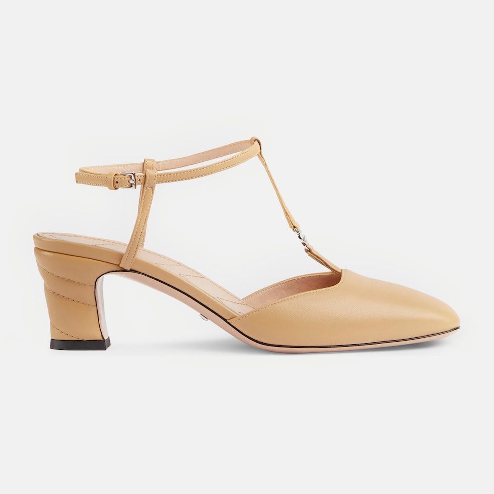 GUCCI DOUBLE G SLINGBACK LEATHER PUMPS SIZE 40.5