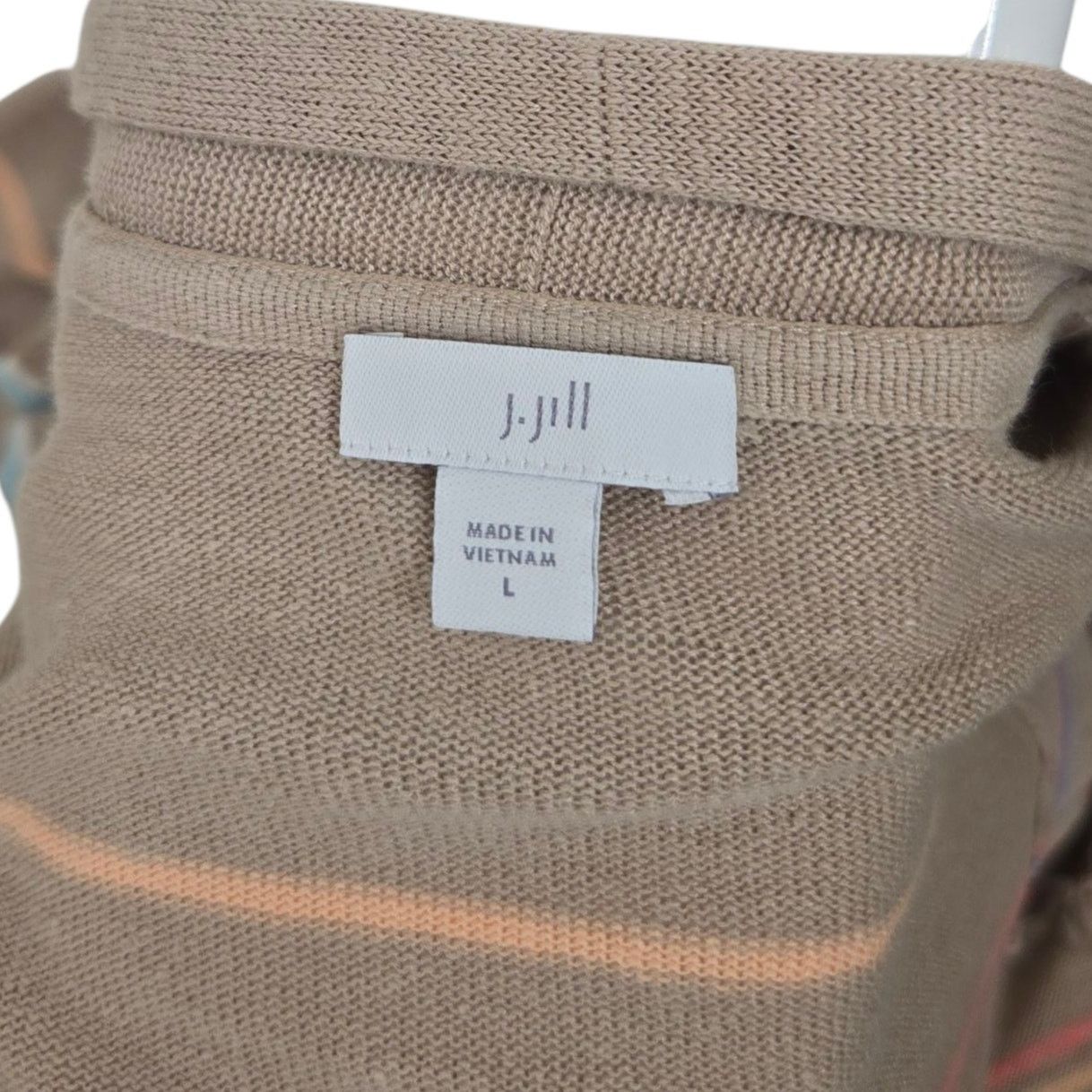 Other J Jill Womens Striped Cardigan Large Linen Blend Open Front Size L / US 10 / IT 46 - 6 Thumbnail
