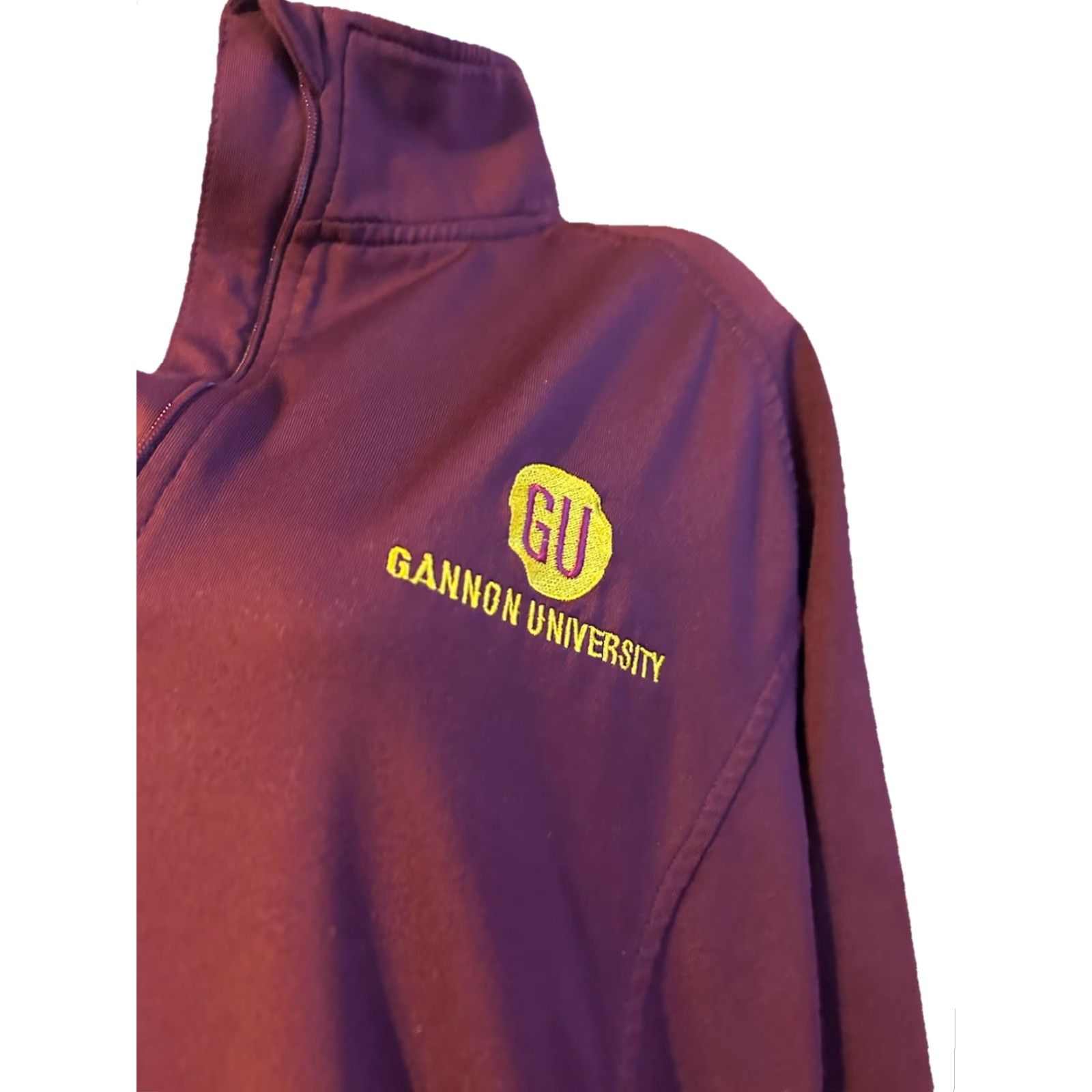 Port & Company Gannon University 1/4 Zip Pullover Women Large Maroon Mock Neck Thumb Holes Nike Shirt Size L / US 10 / IT 46 - 6 Thumbnail