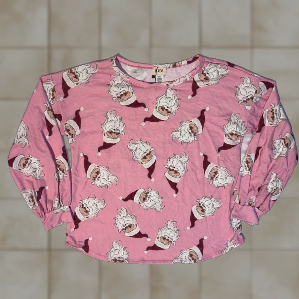 Pinko BiBi Pajama Top Women L Pink Christmas Santa Claus Santa Honey NWT Comfy Stretch Size L / US 10 / IT 46 - 1 Thumbnail