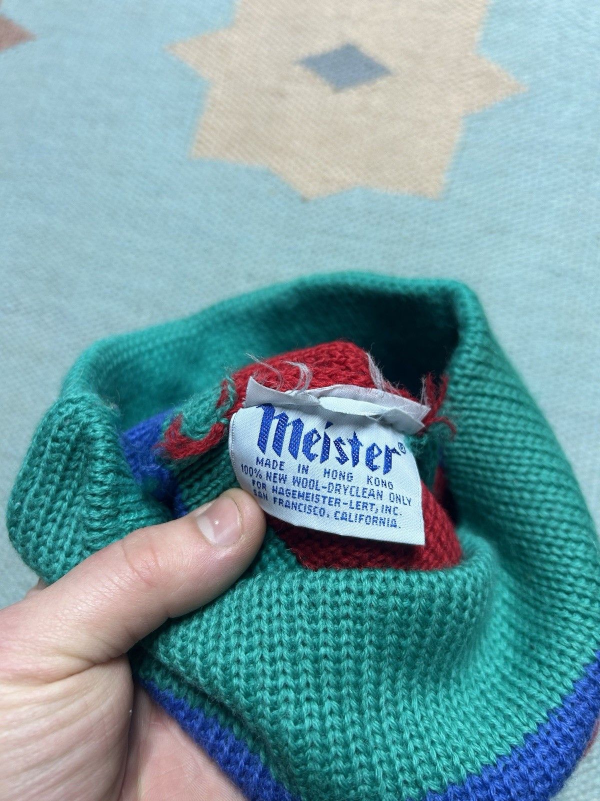 Vintage 70s meister wool knit beanie winter ski snow striped OSFA Size ONE SIZE - 4 Thumbnail