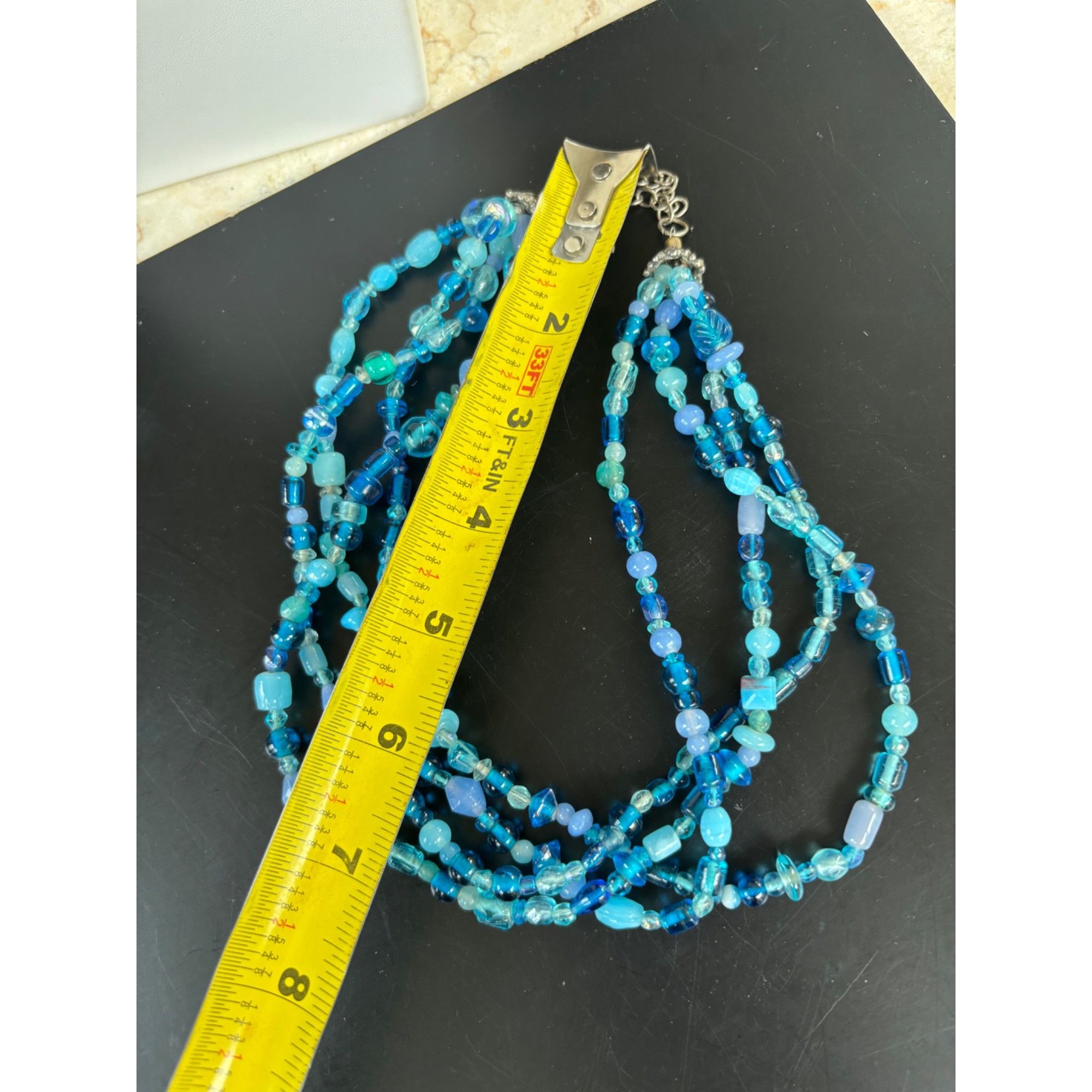 Other Multi-Strand Blue Beaded Glass Necklace Adjustable 18"-22" B Size ONE SIZE - 6 Thumbnail