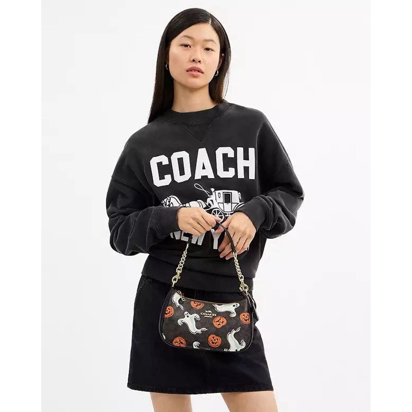 Coach NWT Coach Teri Shoulder Bag Canvas Pumpkin Halloween CCE71 Size ONE SIZE - 15 Thumbnail