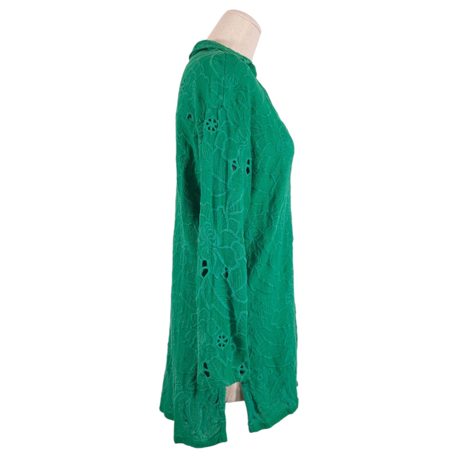 Anthropologie Akemi + Kin Abacos Embroidered Tunic Blouse Green Sz Small Size S / US 4 / IT 40 - 4 Thumbnail