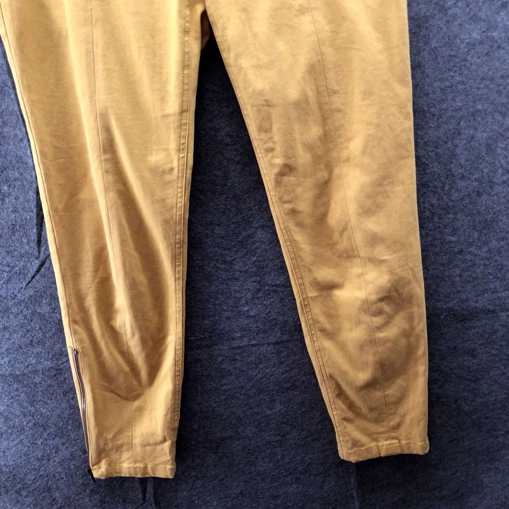 Theory Theory Slim Zip Ankle Pants Womens 0 Mustard Yellow Cotton Blend Trouser Low Rise Skinny Inseam 26.5 in Size 25" / US 0 / IT 36 - 4 Thumbnail