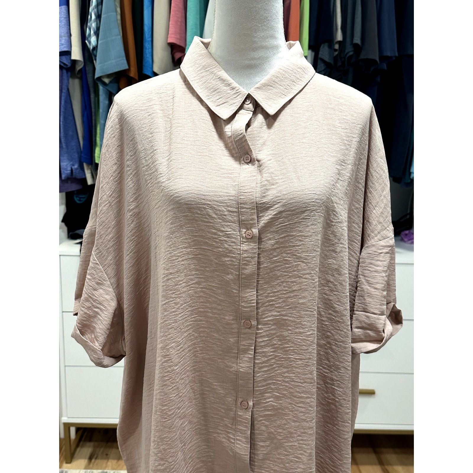Treasure & Bond Treasure & Bond Womens Light Pink Button Down Blouse 1X NWOT Size XL / US 12-14 / IT 48-50 - 2 Thumbnail