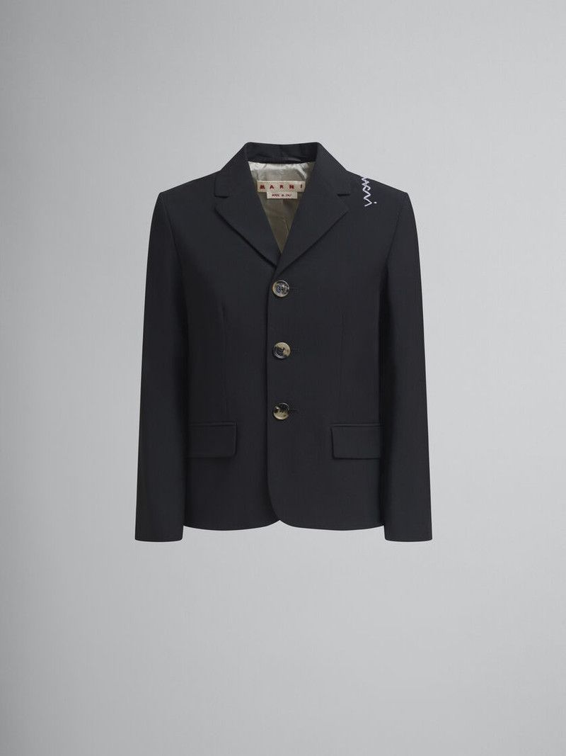 Marni o1f1d3z0326 Wool Blend Jacket in Black Size L / US 10 / IT 46 - 1 Thumbnail