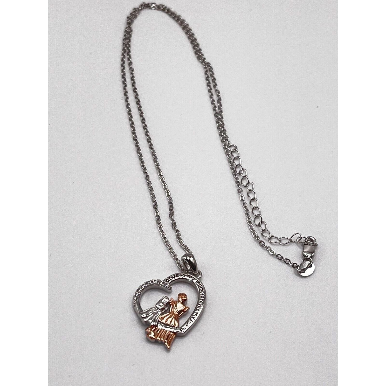 The Unbranded Brand Mother Daughter Necklace 925 Sterling Silver Pendant With CZ Size ONE SIZE - 4 Thumbnail