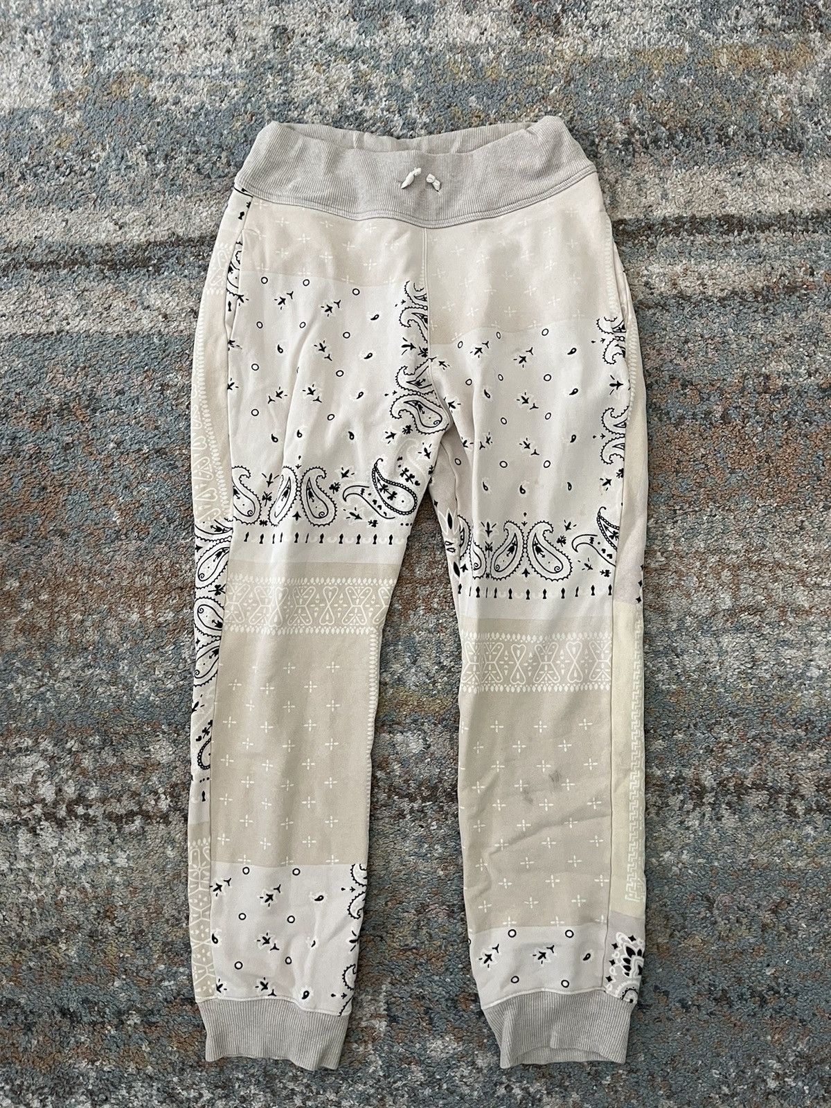 image of Kapital Fleece Bandana Sweatpants in Cream, Men's (Size 34)