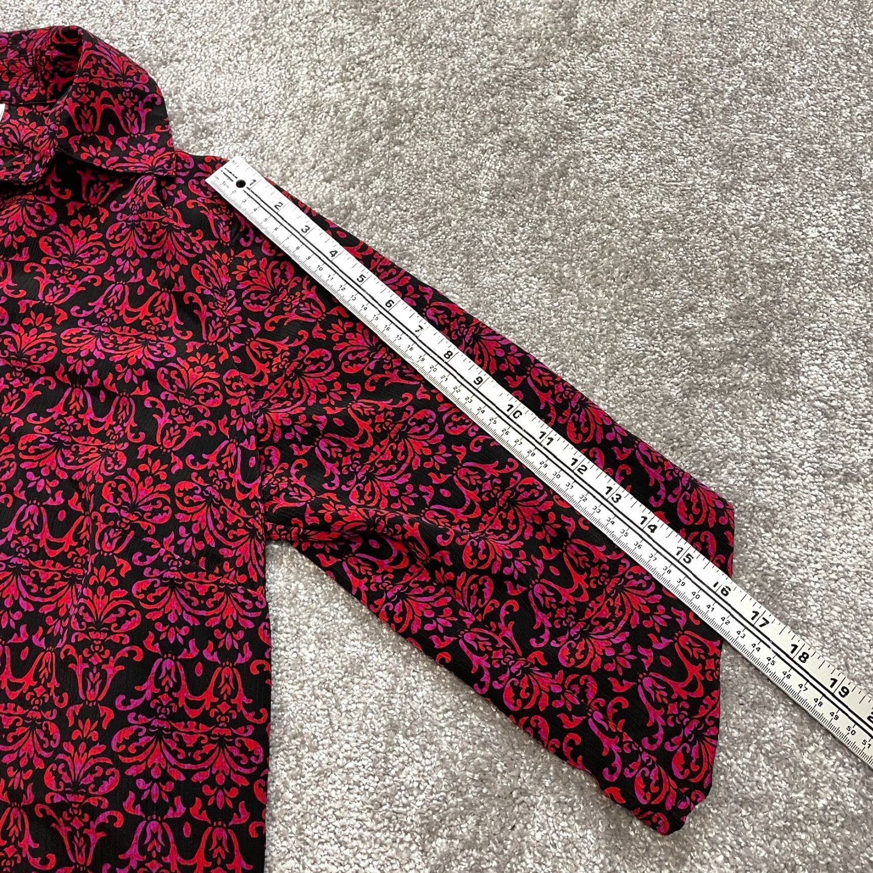 Vintage JMS Just My Size Button-Up Shirt womens 18W Red Roll Tab Sleeve Blouse Floral Size XXL / US 16-18 / IT 52-54 - 5 Thumbnail