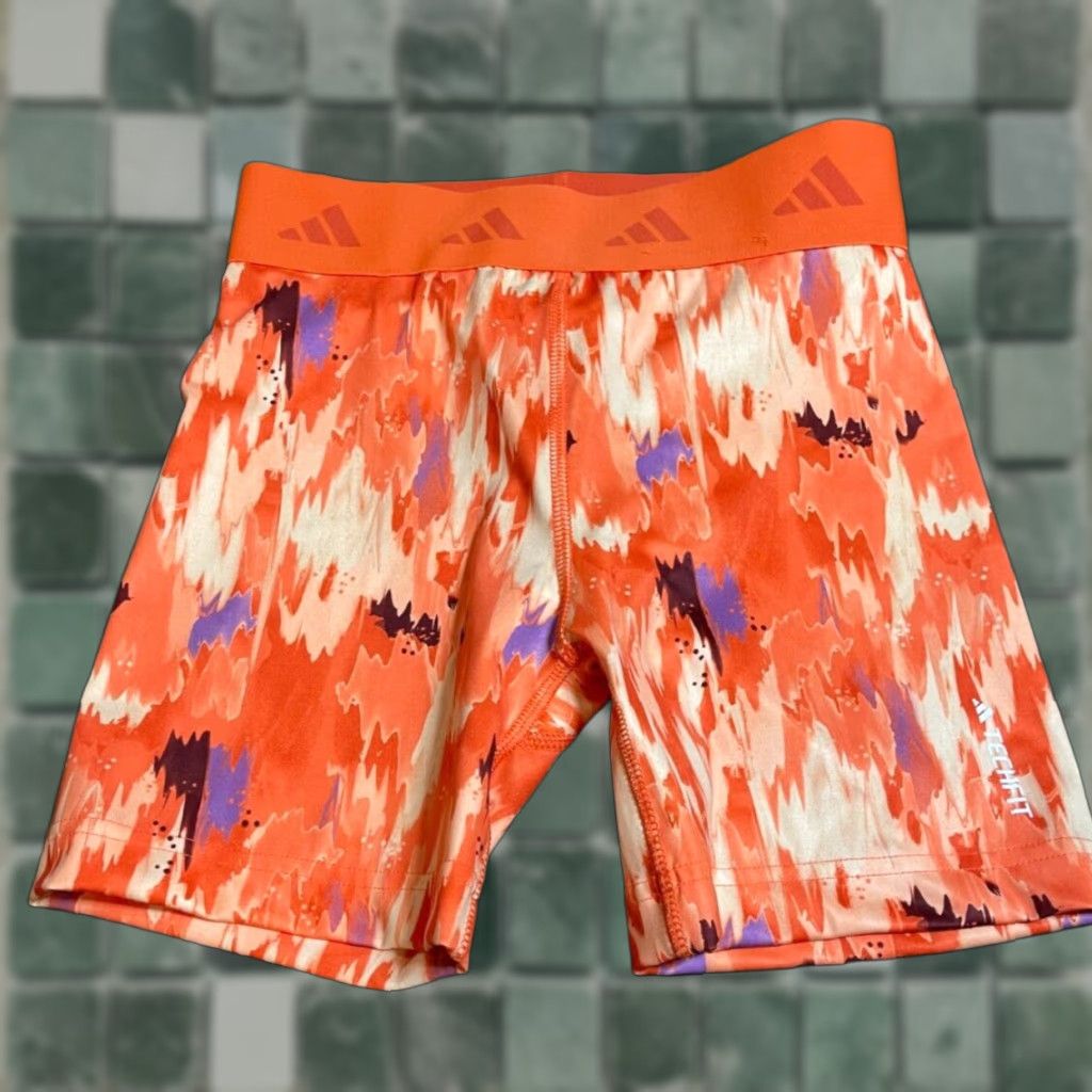 Adidas Adidas Shorts Womens XS Orange Athletic Logo Elastic Waist K 0 Size 26" / US 2 / IT 38 - 1 Thumbnail