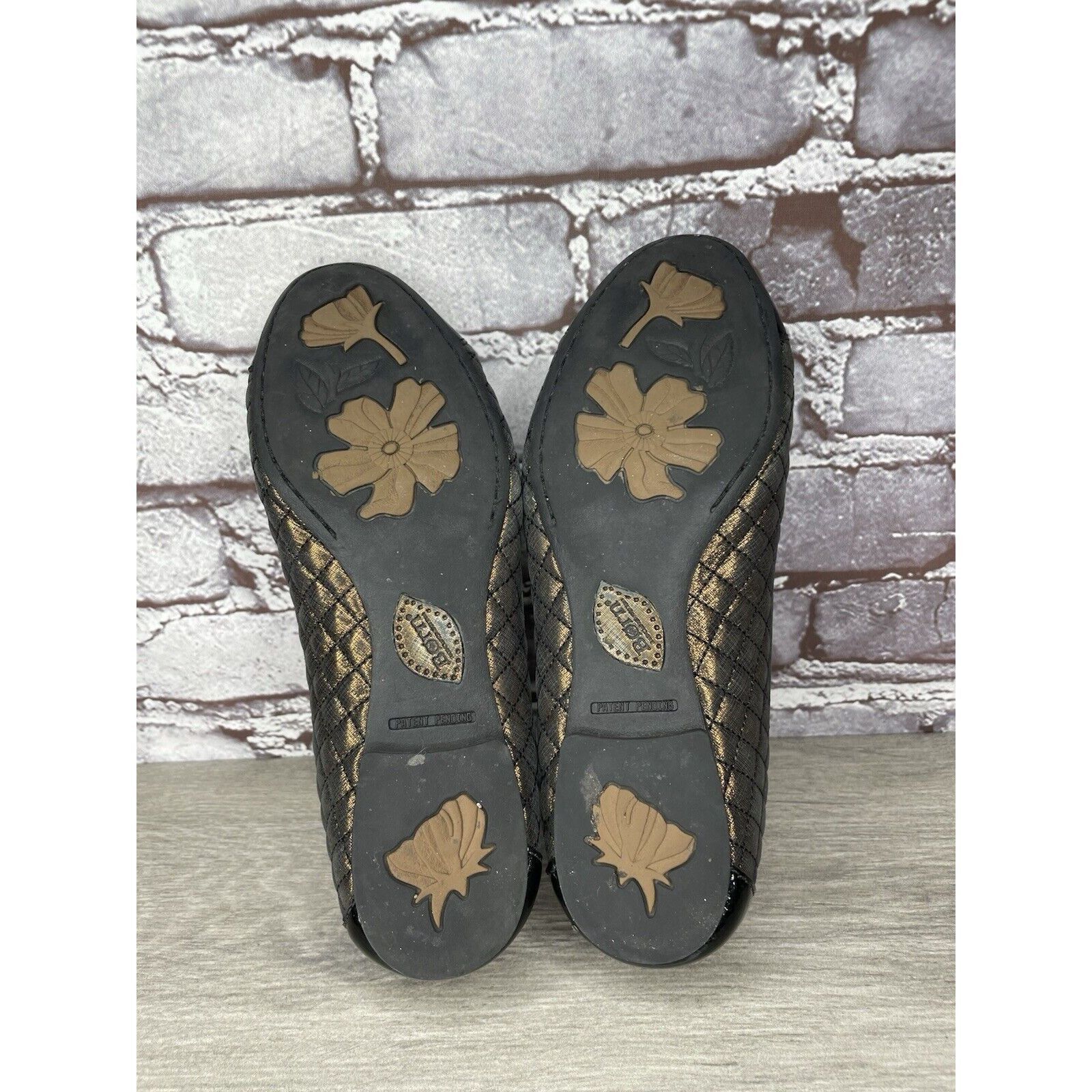 Born BORN Riley Black Bronze Quilted Metallic Patent Leather Ball Size US 7 / IT 37 - 14 Thumbnail