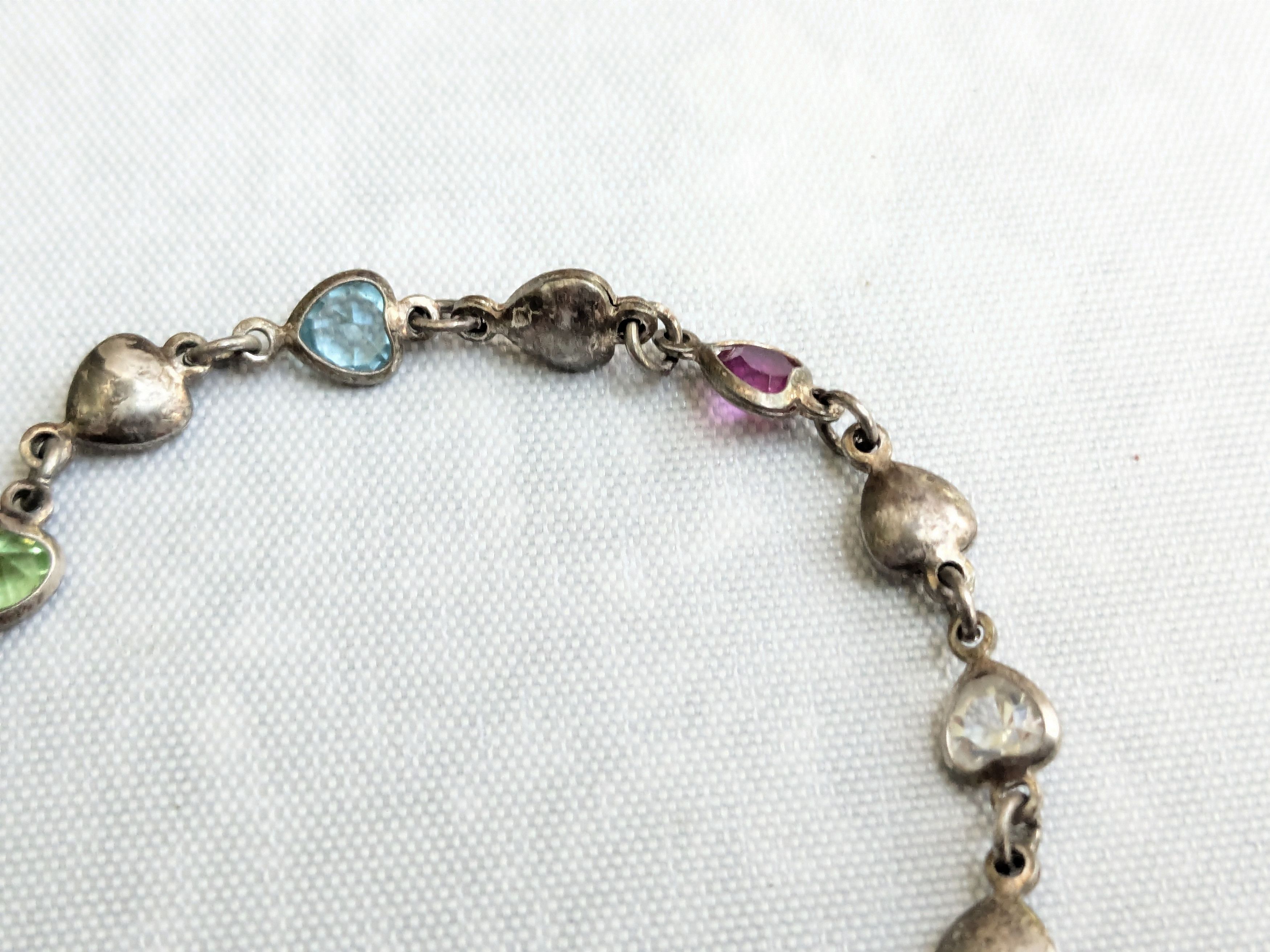 Jewelry Vintage Sterling Silver Tennis Bracelet Hearts 7" Y2K Size ONE SIZE - 7 Thumbnail
