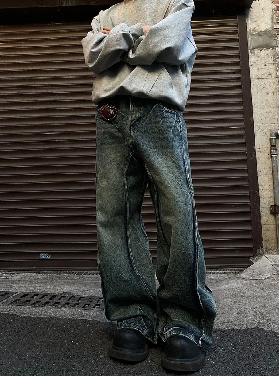 Japanese Brand × Vintage Goth Vaqueros Splice Flared Vintage Design Jeans Size US 35 - 5 Thumbnail