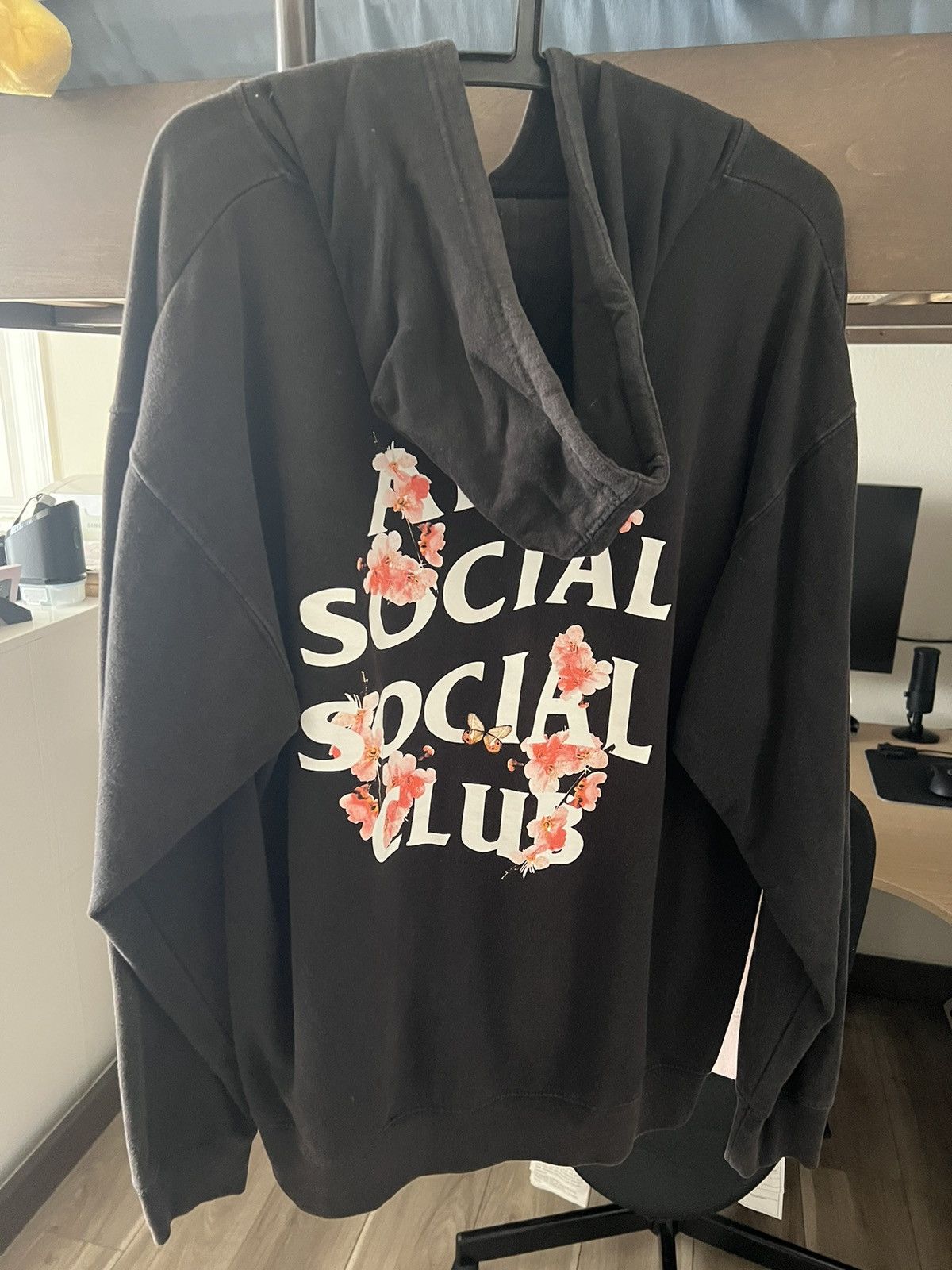 Anti Social Social Club ASSC black floral graphic hoodir Grailed