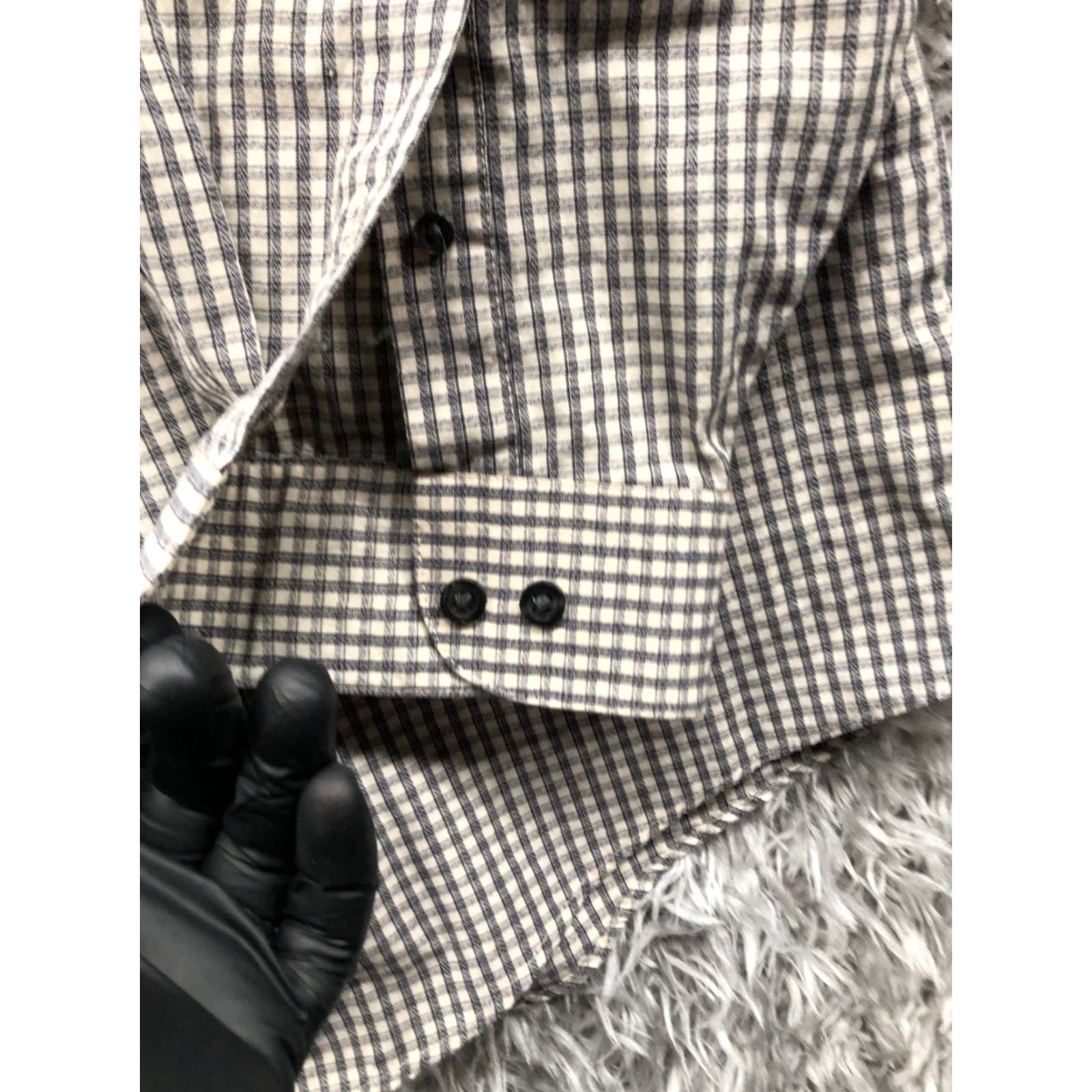 Arrow Arrow Shirt XL Mens Long Sleeve Plaid Gray Button-Up Spread Collar Knit Polyester Regular pocket? (Note: original text does not specify pockets) Size US XL / EU 56 / 4 - 3 Thumbnail