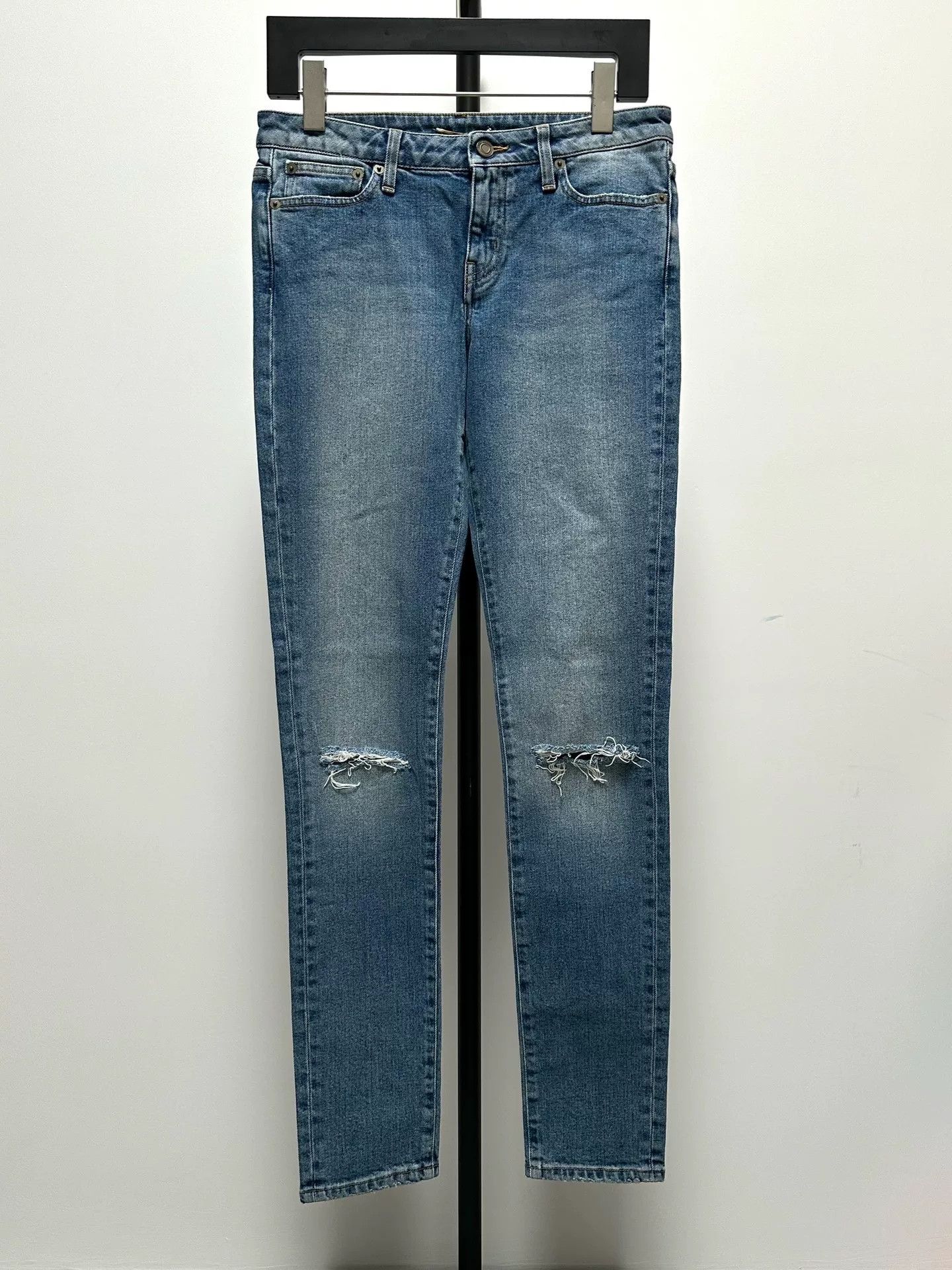 Saint Laurent Paris Saint Laurent D01 Double Knee Slashed Jeans Size US 30 / EU 46 - 1 Thumbnail