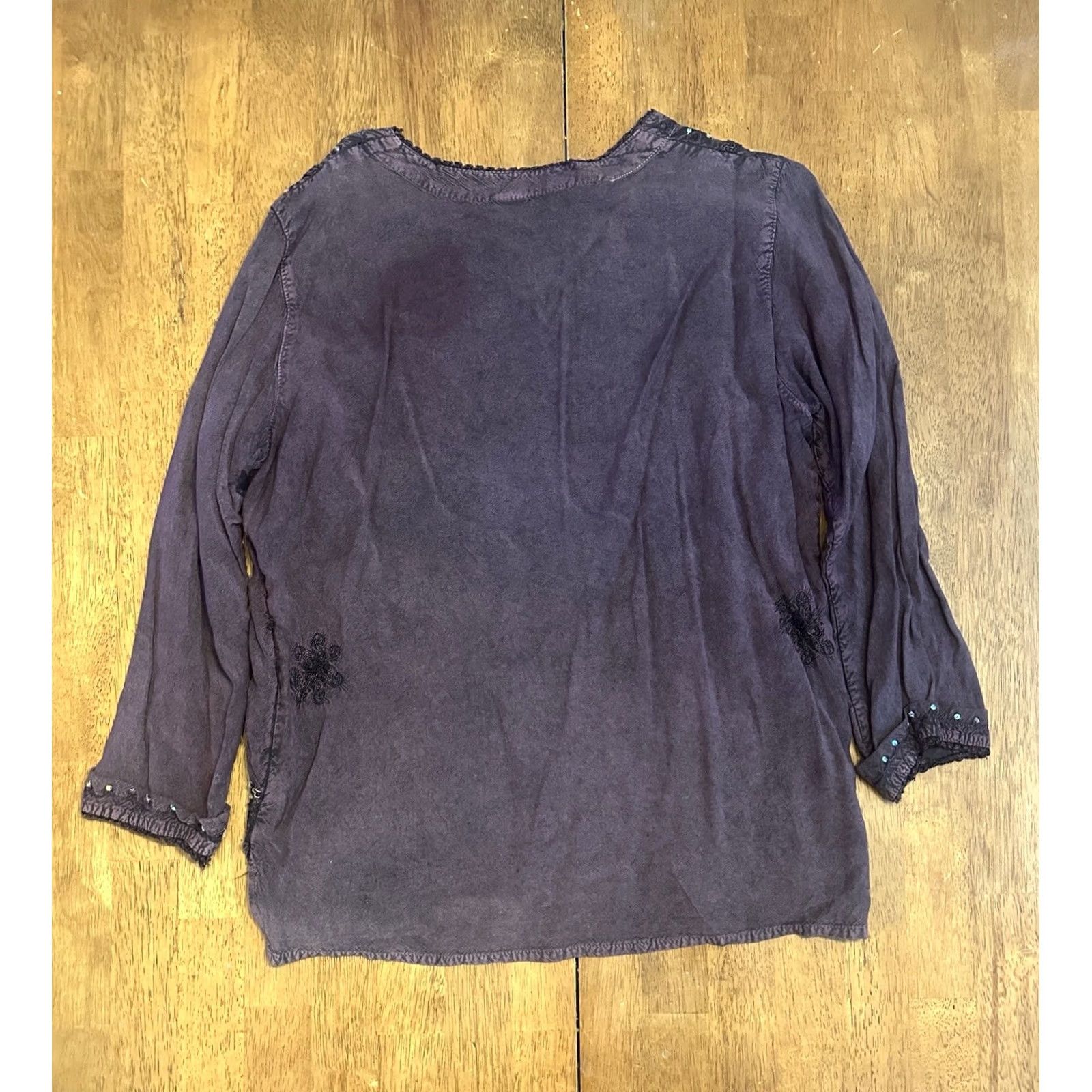 Vintage VINTAGE Women's Tunic Top Free Size Bejeweled Purple 90s Size M / US 6-8 / IT 42-44 - 3 Thumbnail