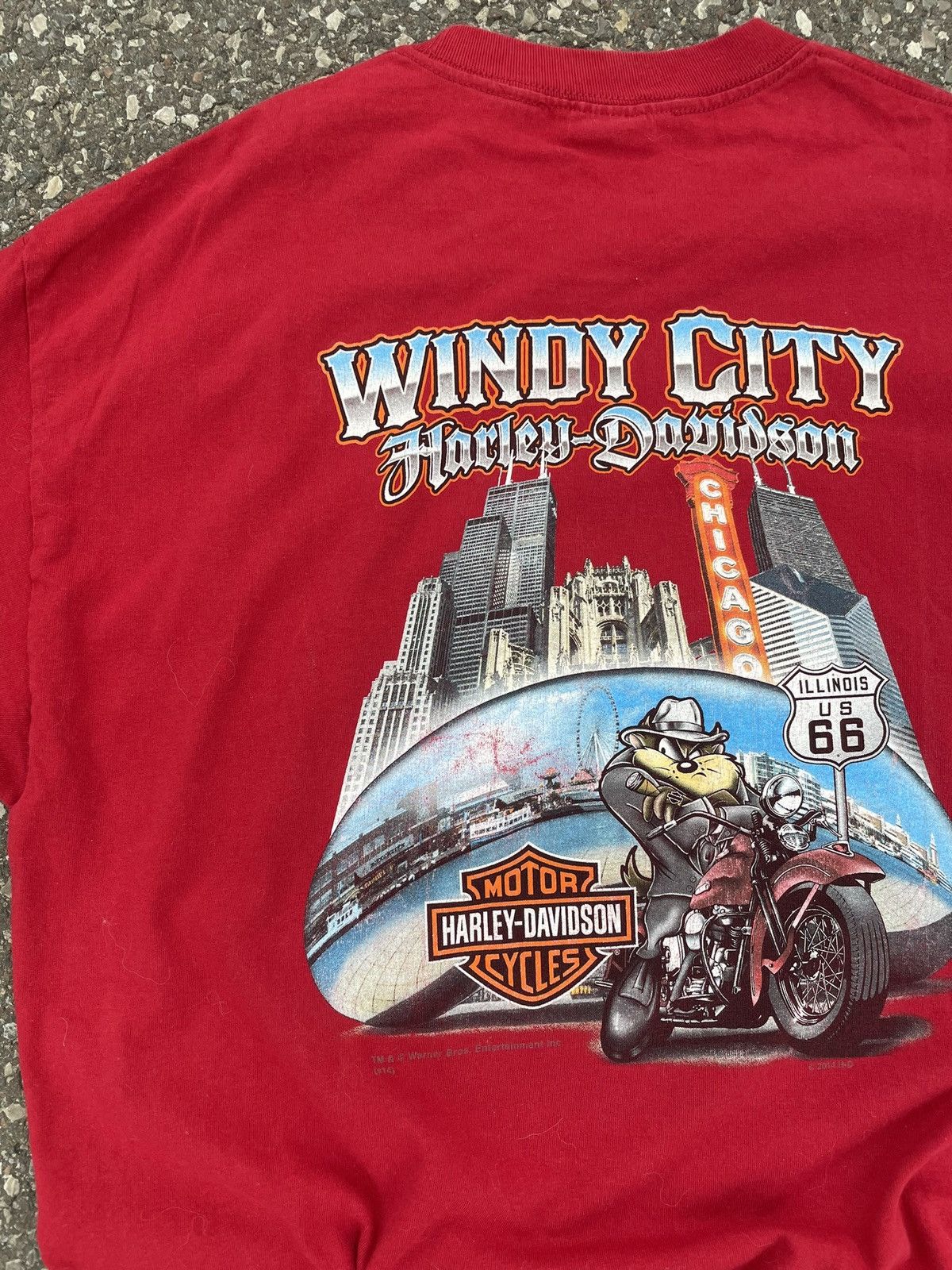 Harley Davidson × Vintage × Warner Bros Looney Tunes Taz Harley Davidson Chicago Tee Vintage Size US XL / EU 56 / 4 - 9 Thumbnail