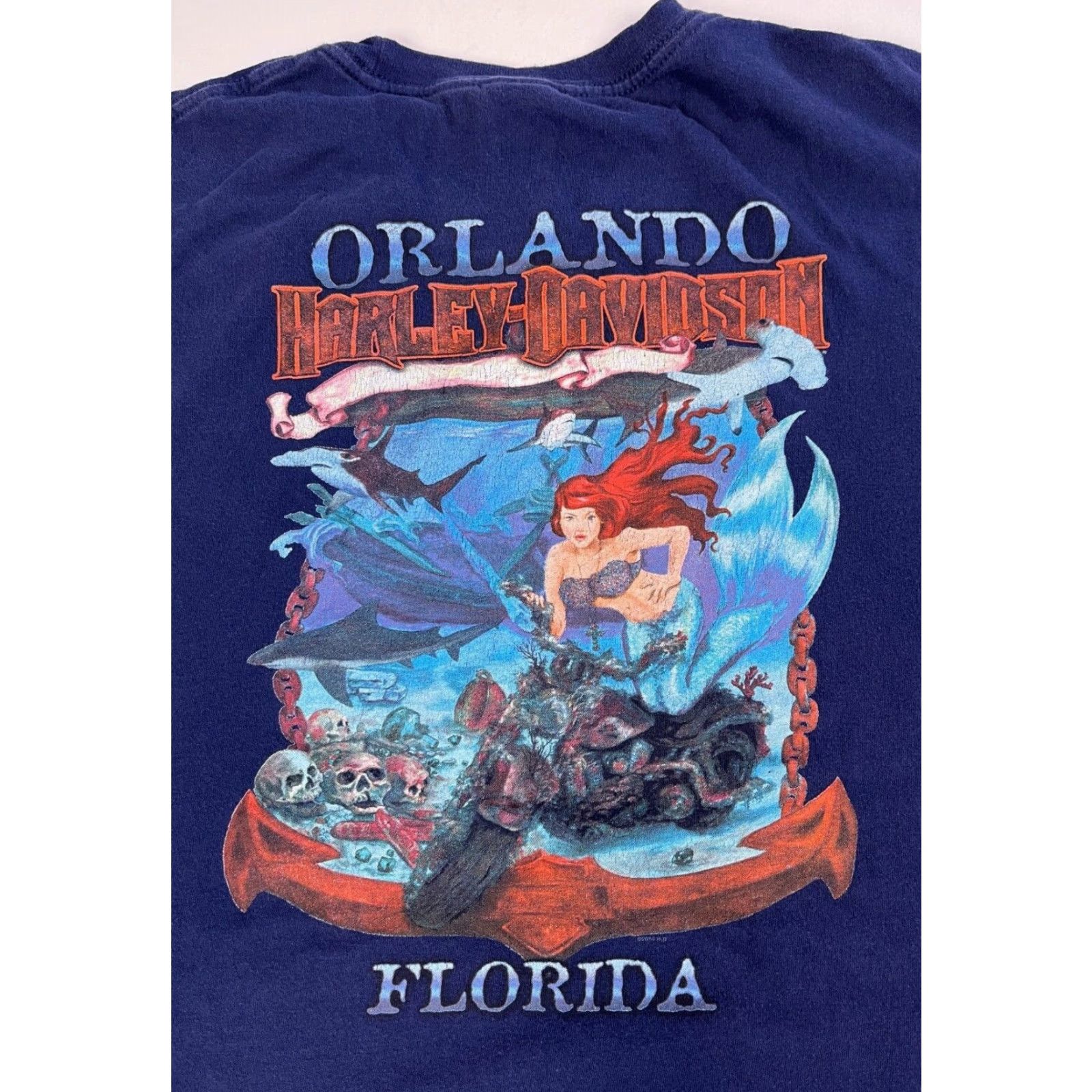 Harley Davidson Harley-Davidson T-Shirt Mens Shirt Short Sleeve Crew Neck 3XL Navy Blue Double-Sided 2016 Orlando FL) Size US XXL / EU 58 / 5 - 3 Thumbnail
