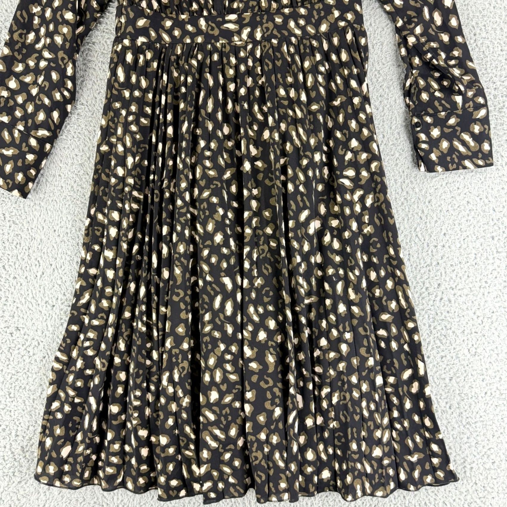 Vintage Molly Bracken Pleated Midi Dress Womens Size S Black Green Leopard Print Shirt Dress Size S / US 4 / IT 40 - 5 Thumbnail