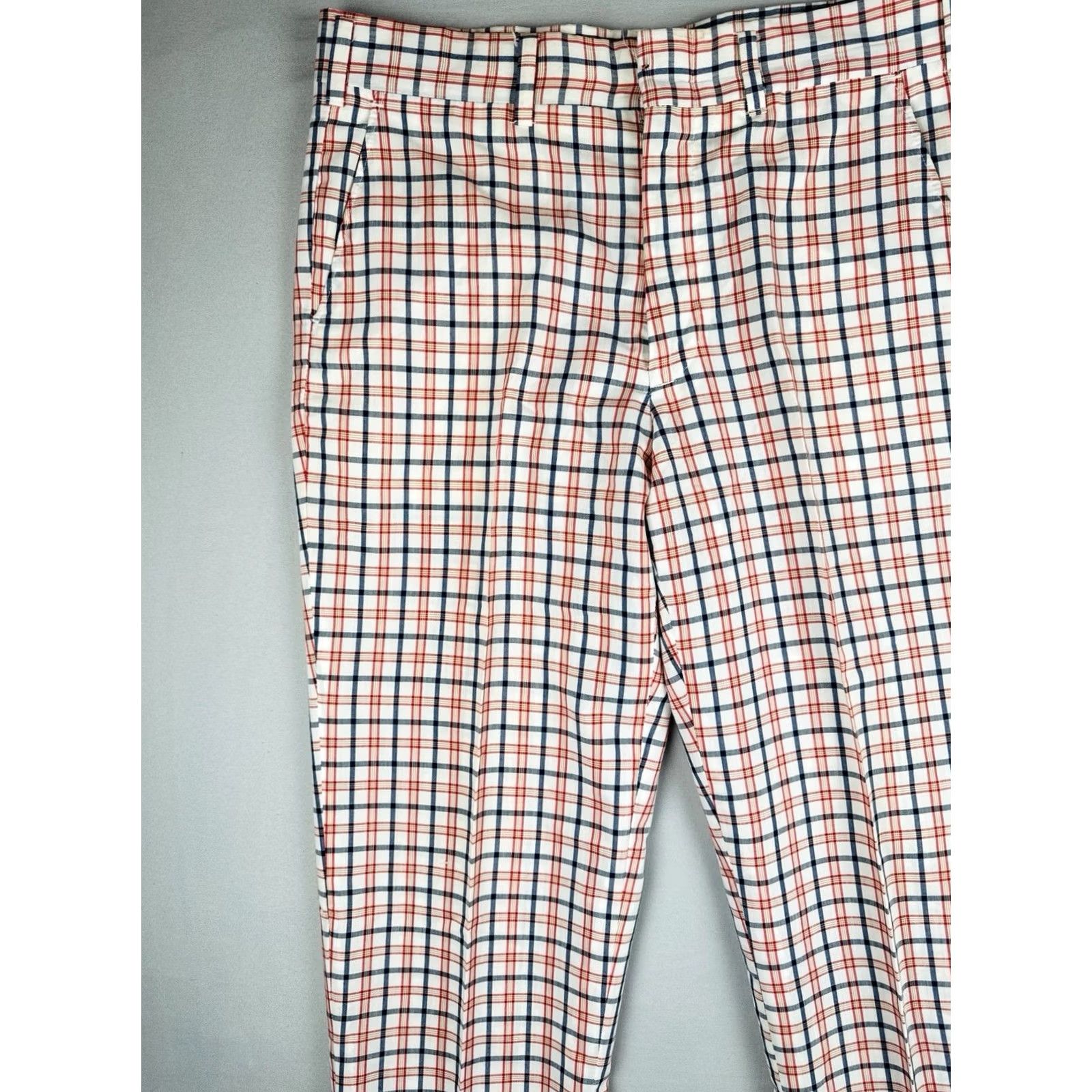 Sears VINTAGE Sears Kings Road Plaid Pants Perma-Prest 34x30 1970s Blue Disco Straight Leg Mens Size US 34 / EU 50 - 6 Thumbnail