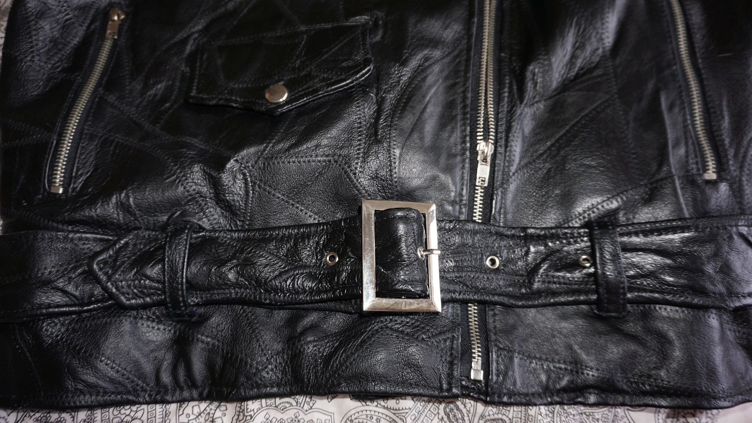 Vintage Vintage 90s RARE Patchwork Biker Leather Jacket Ramones Punk Size US M / EU 48-50 / 2 - 6 Thumbnail