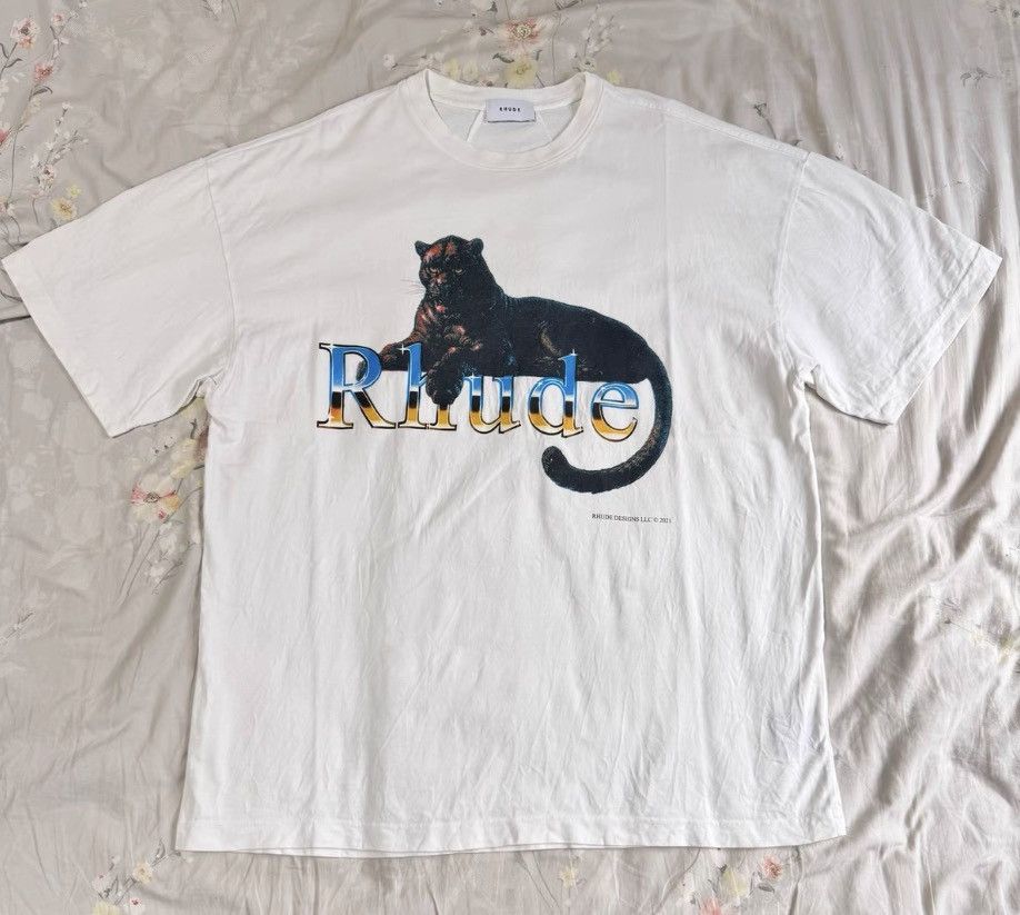 Rhude RHUDE 22SS USA-Made Black Panther Printed Crewneck Short Size US XL / EU 56 / 4 - 1 Thumbnail