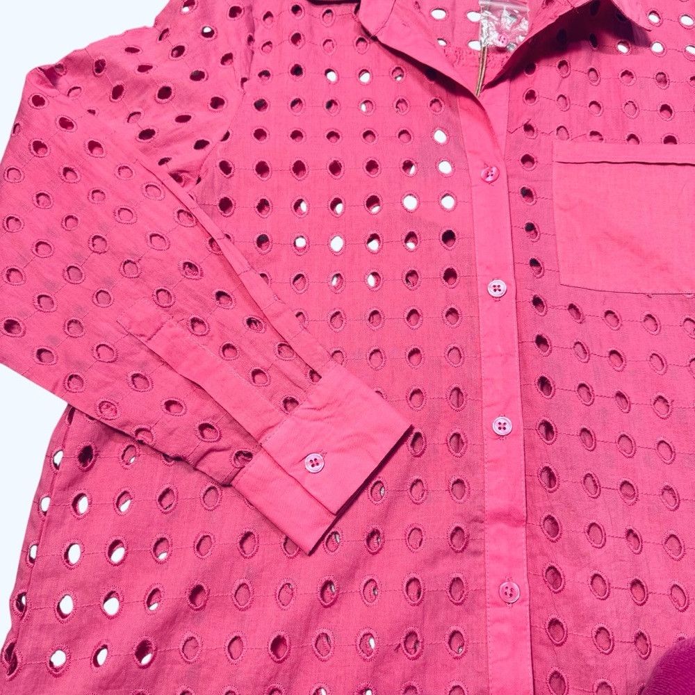 Other NWT New True Destinations Eyelet Long Sleeve Pink Cotton Sh Size XS / US 0-2 / IT 36-38 - 9 Thumbnail