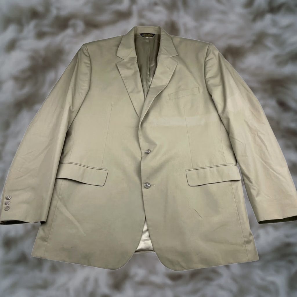 Brooks Brothers Brooks Brothers Men's Blazer Jacket Khaki/Tan Cotton/Polyester 2-Button Front 46-XL Size 46R - 1 Thumbnail