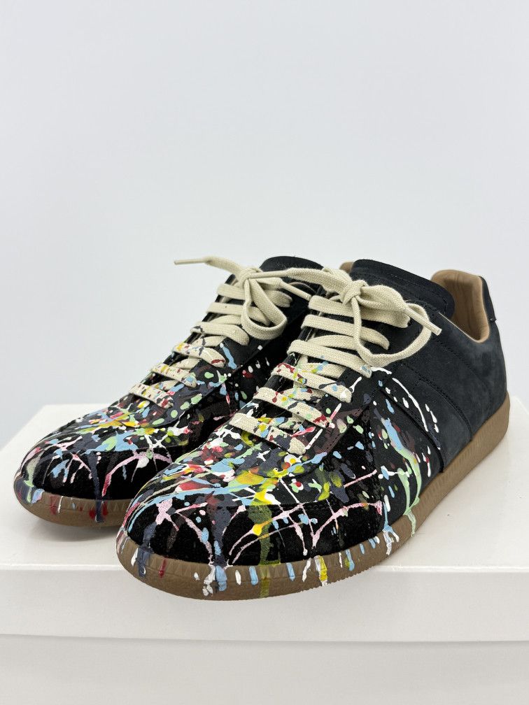 Maison Margiela GAT Low Black Suede Paint Splatter Size US 8 / EU 41 - 3 Thumbnail