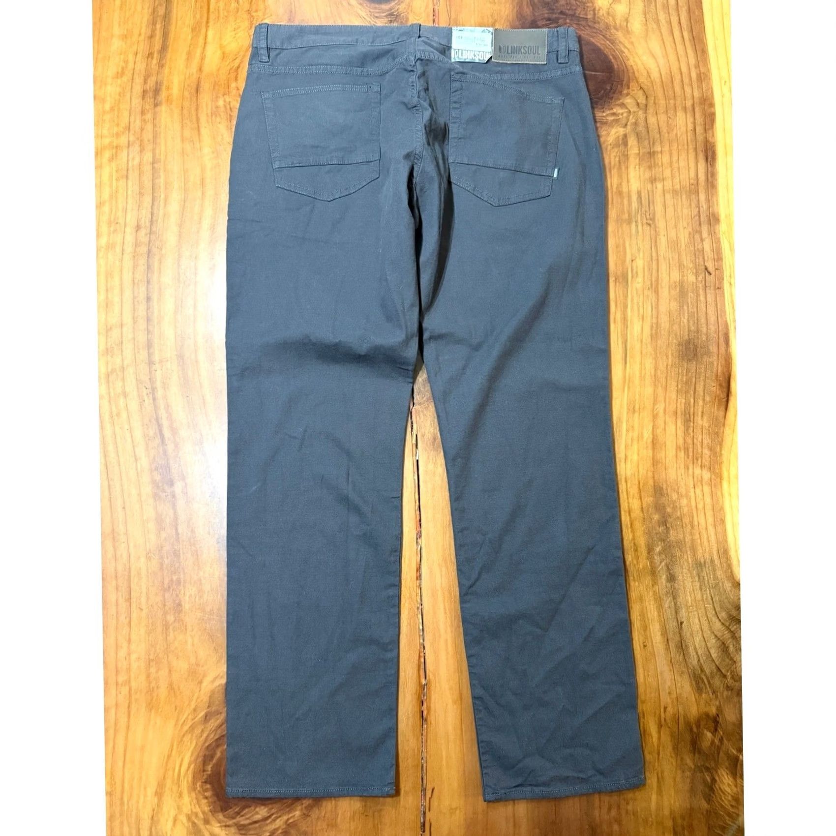 Vintage Linksoul Pants 38 x 31.5 Bamboo Cotton Straight Chino Stretch Charcoal Gray NN Logo Flat Front Men Regular Classic Size 38 Pants Mens Size US 38 / EU 54 - 6 Thumbnail