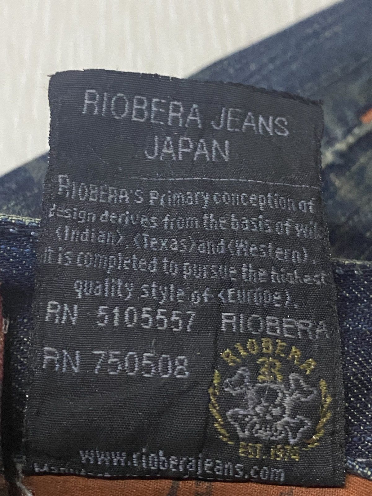 Tornado Mart Japan Brand Riobera Embroidered Karakuri Logo Baggy Jeans Size US 33 - 24 Thumbnail