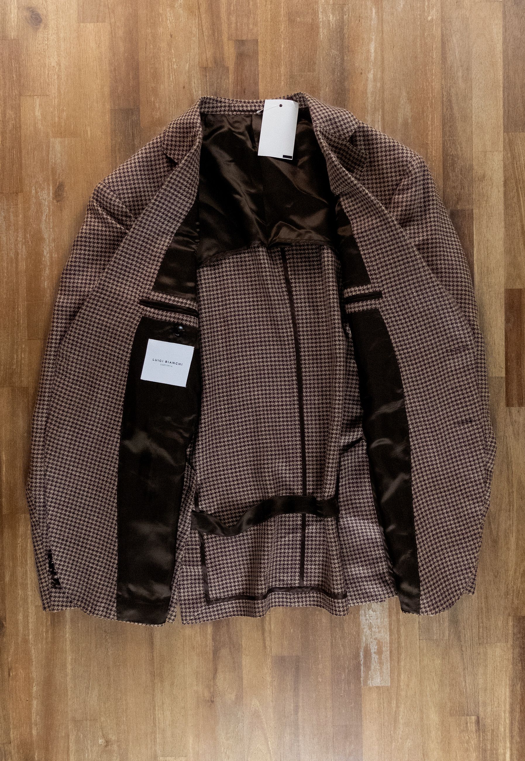 Luigi Bianchi LUIGI BIANCHI brown wool silk linen houndstooth sportcoat Size 46R - 6 Thumbnail