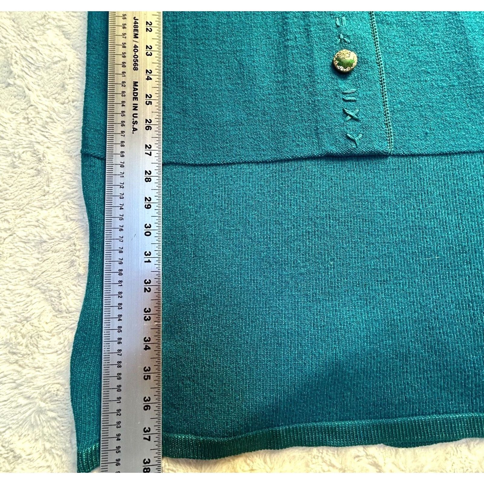Vintage VINTAGE Steve Fabrikant Womens Medium Wool Blend Knit Sweater Dress Turquoise Size M / US 6-8 / IT 42-44 - 7 Thumbnail