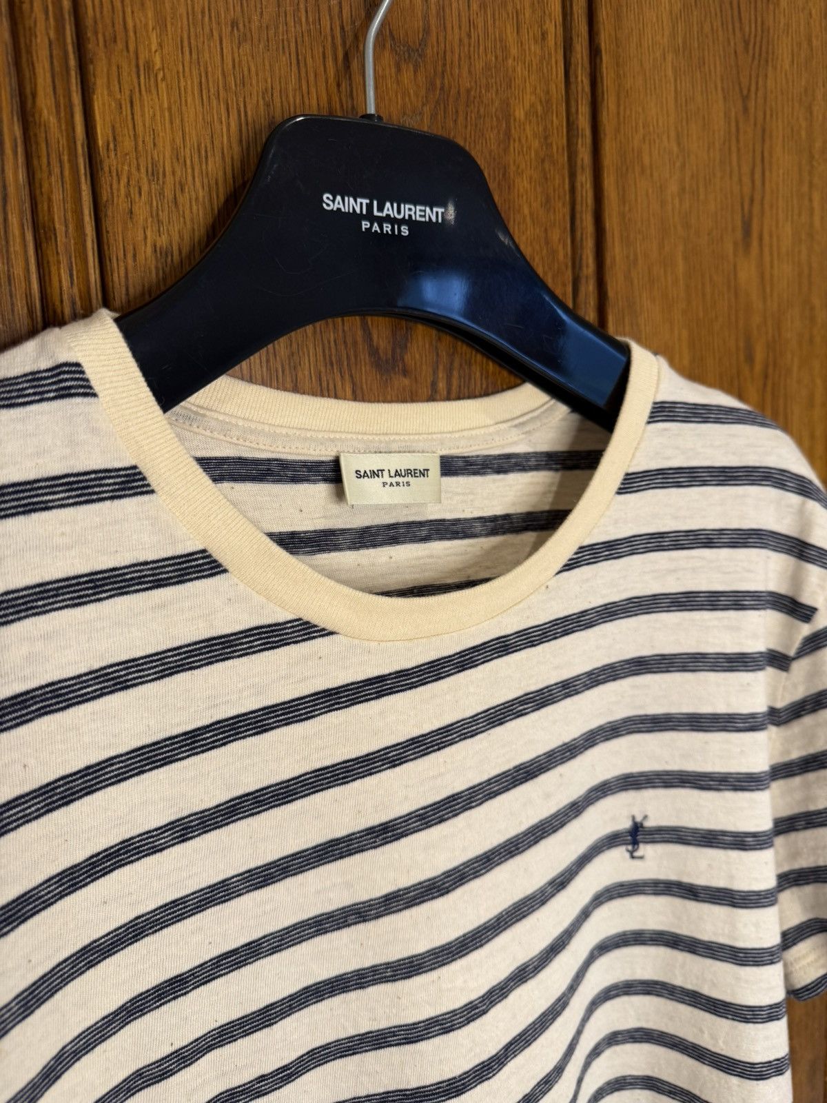 Saint Laurent Paris $620 Saint Laurent STRIPED CASSANDRE T-SHIRT IN JERSEY Size US L / EU 52-54 / 3 - 14 Thumbnail